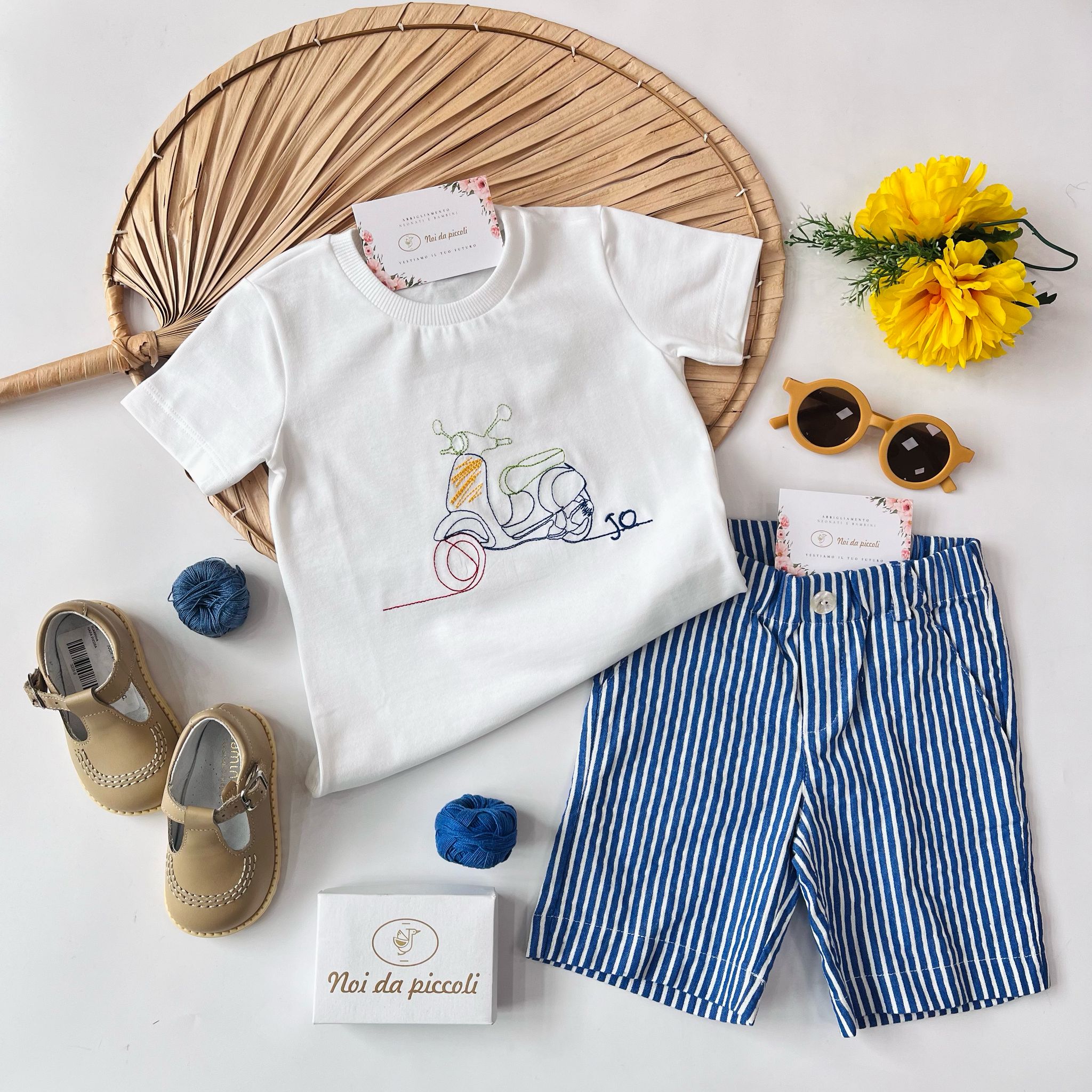 T - SHIRT VESPA CON BERMUDA RIGATO - Noi da piccoli