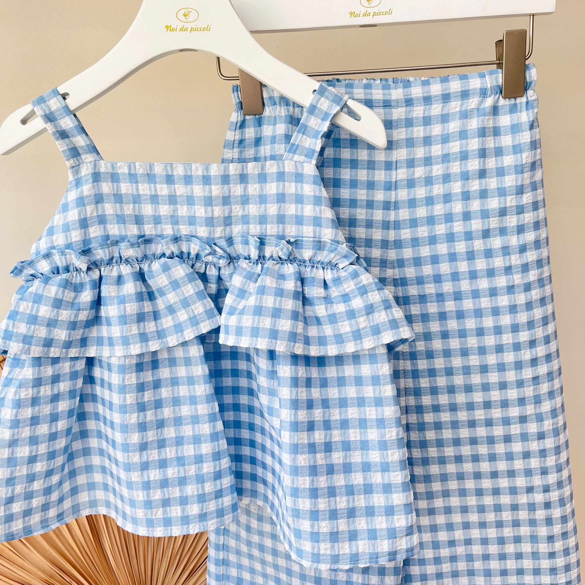 TOP CON PANTALONE CATANZARO 100 % COTONE CIELO - Noi da piccoli