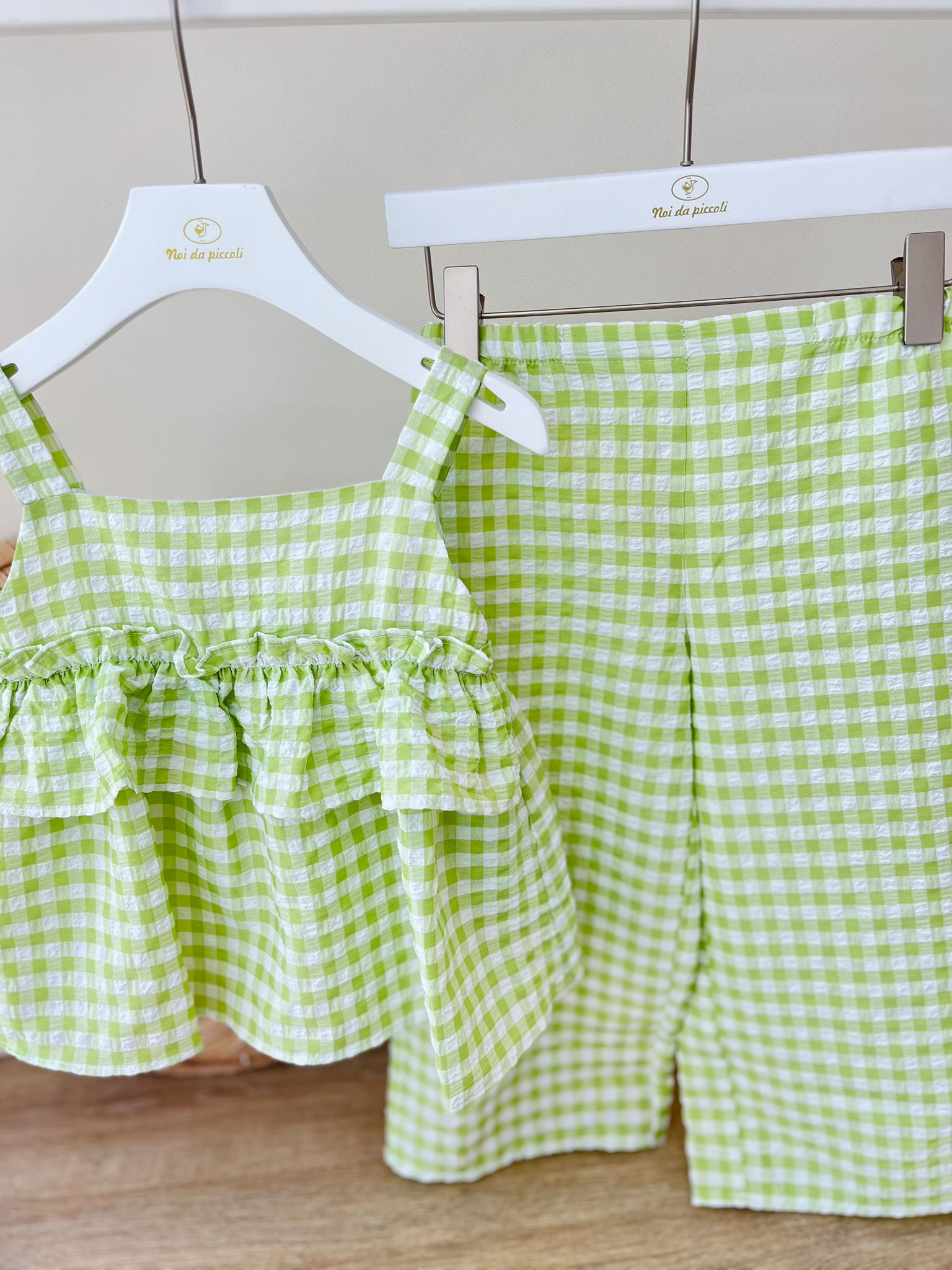 TOP CON PANTALONE CATANZARO 100 % COTONE VERDE - Noi da piccoli