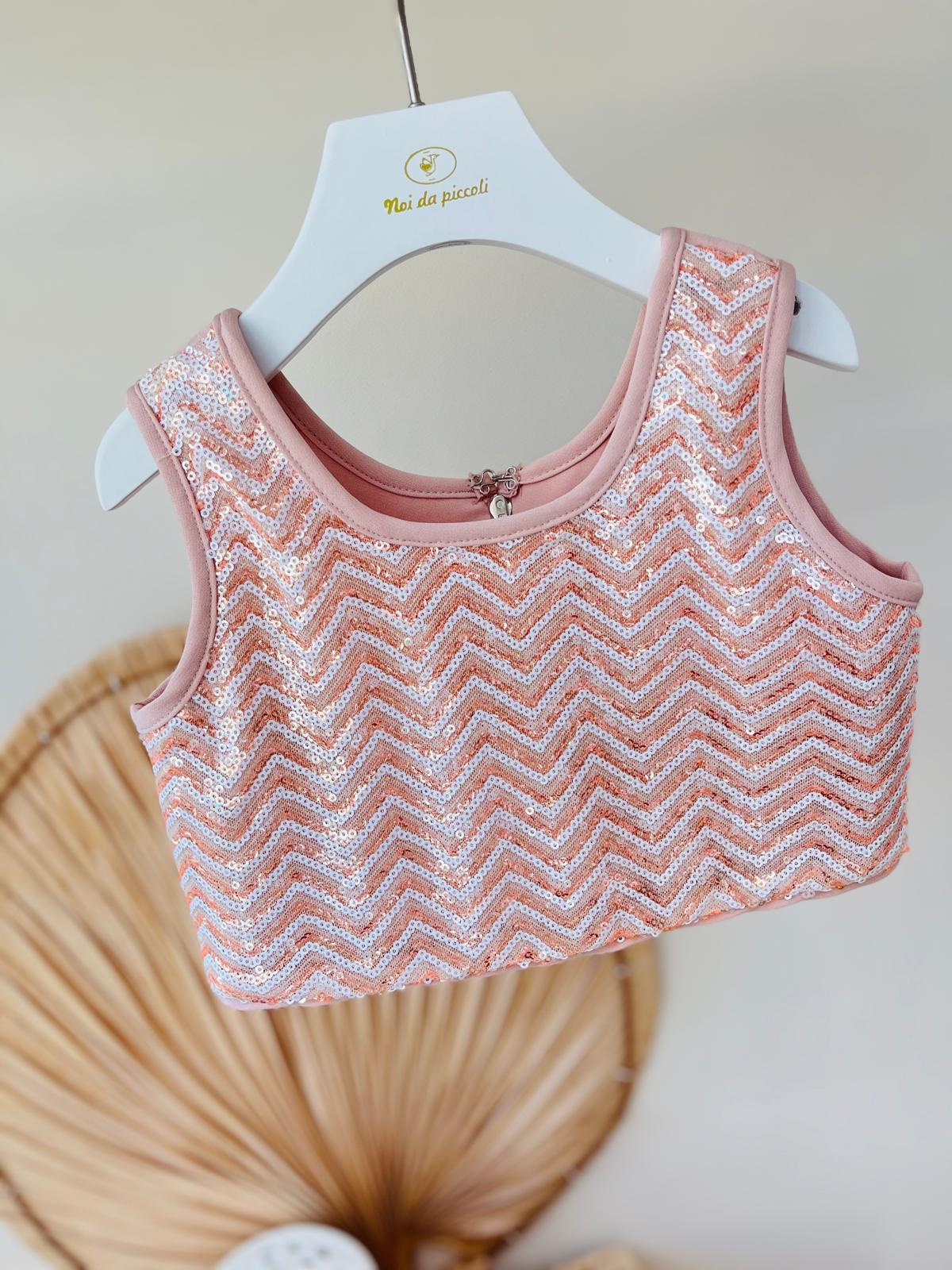 TOP CON PANTALONE PALAZZO ROSA - Noi da piccoli