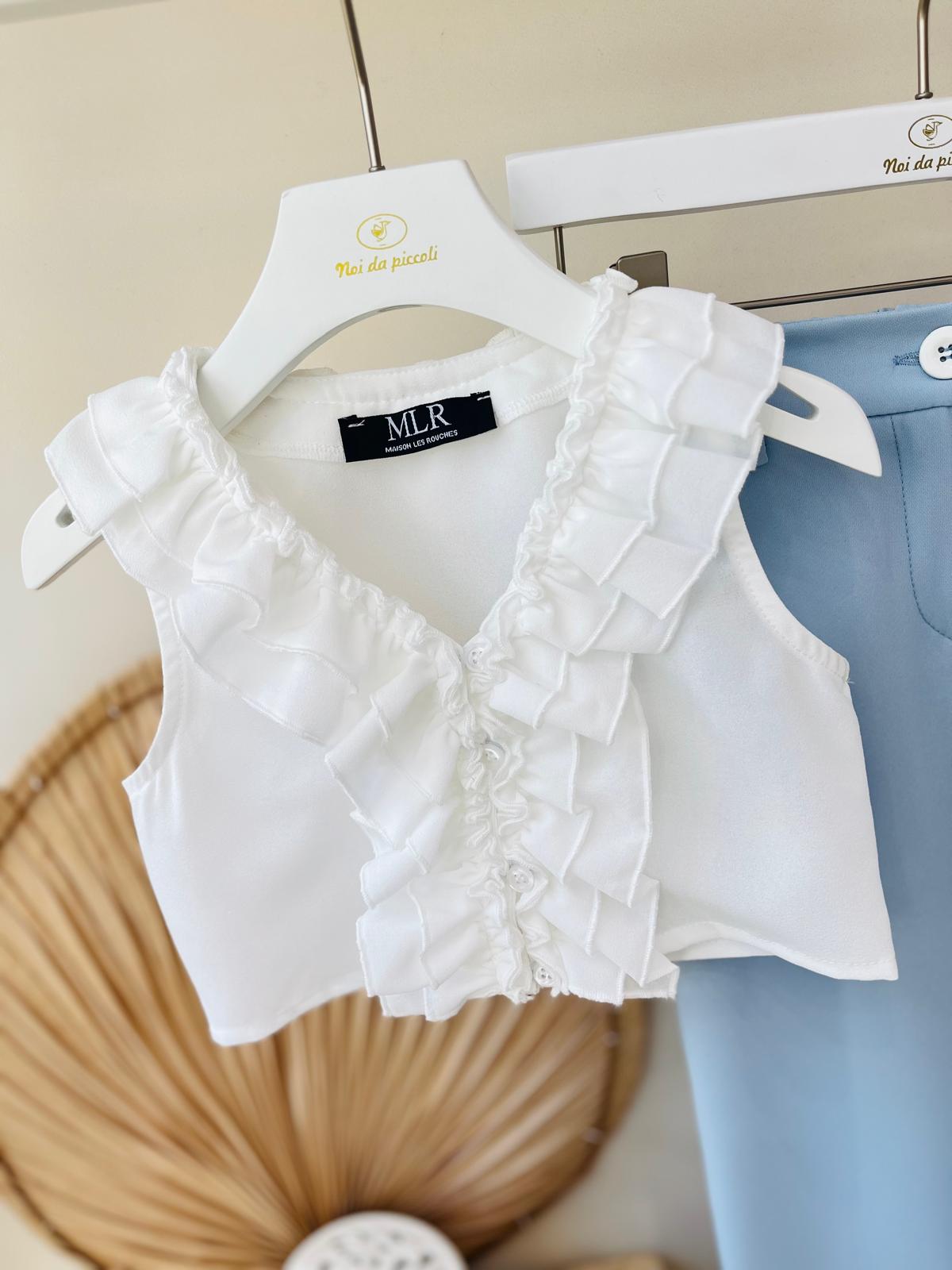 TOP CON PANTALONE SLIM BIANCO CIELO - Noi da piccoli