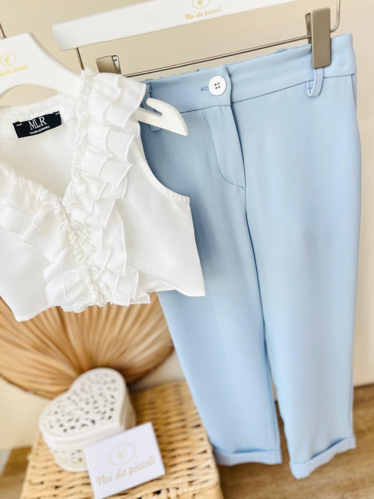 TOP CON PANTALONE SLIM BIANCO CIELO - Noi da piccoli