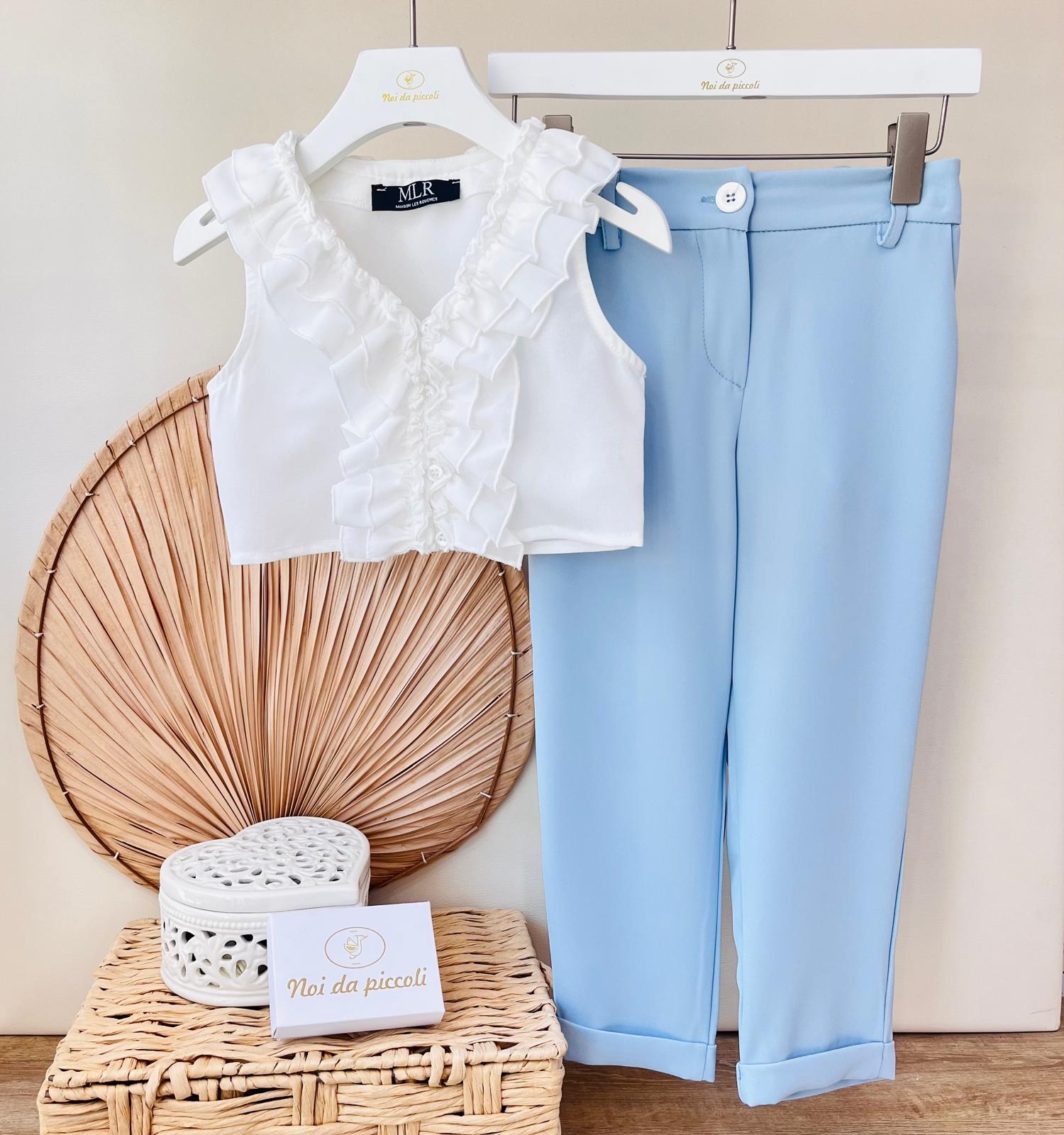 TOP CON PANTALONE SLIM BIANCO CIELO - Noi da piccoli