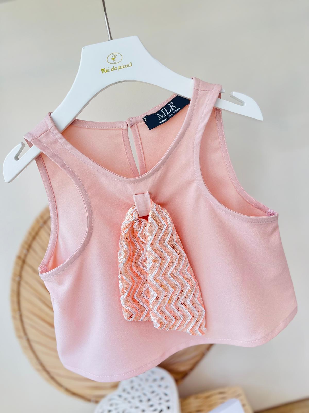 TOP GLITTER CON PANTALONE PALAZZO ROSA - Noi da piccoli