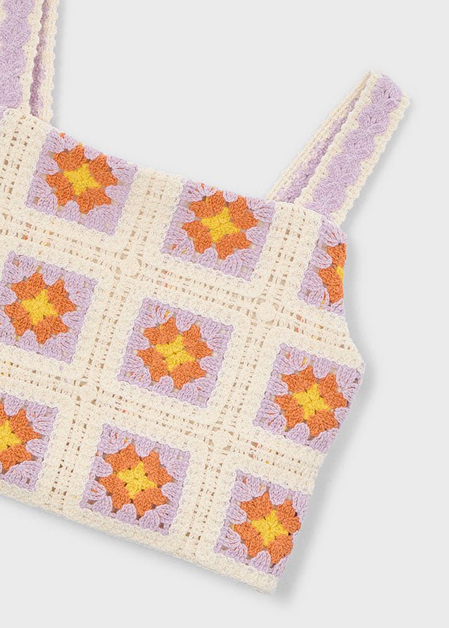 TOP RICAMATO CON FIORELLINI LILLA - Noi da piccoli