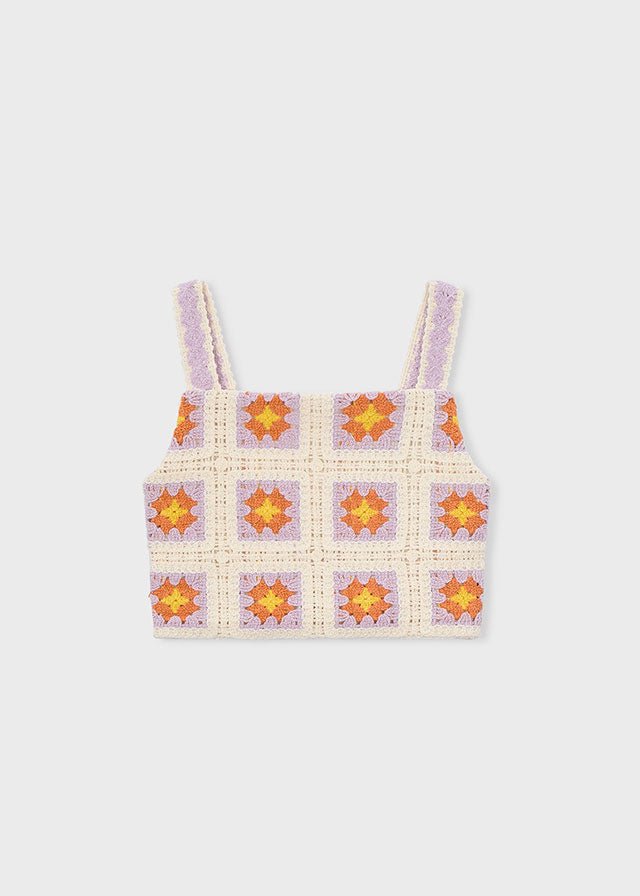 TOP RICAMATO CON FIORELLINI LILLA - Noi da piccoli