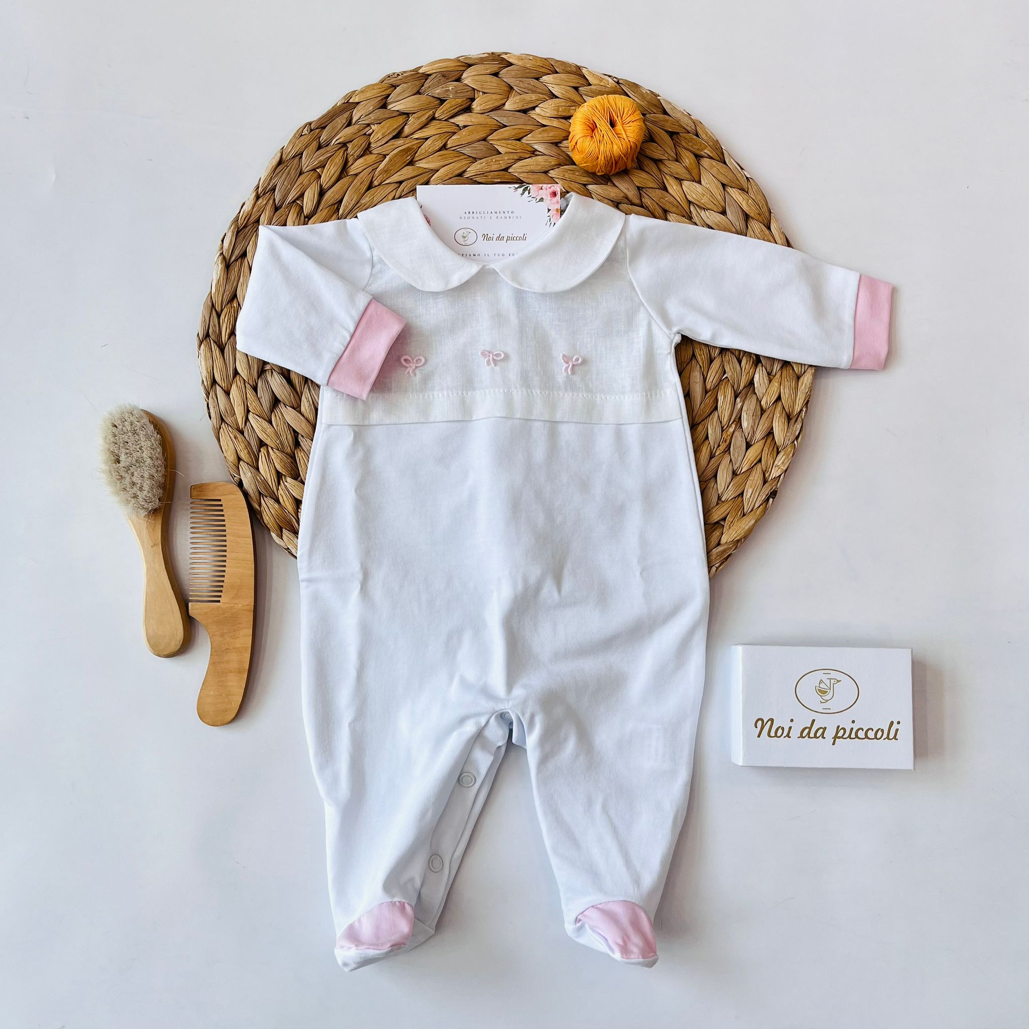 TUTINA 100 % COTONE BIANCO ROSA - Noi da piccoli