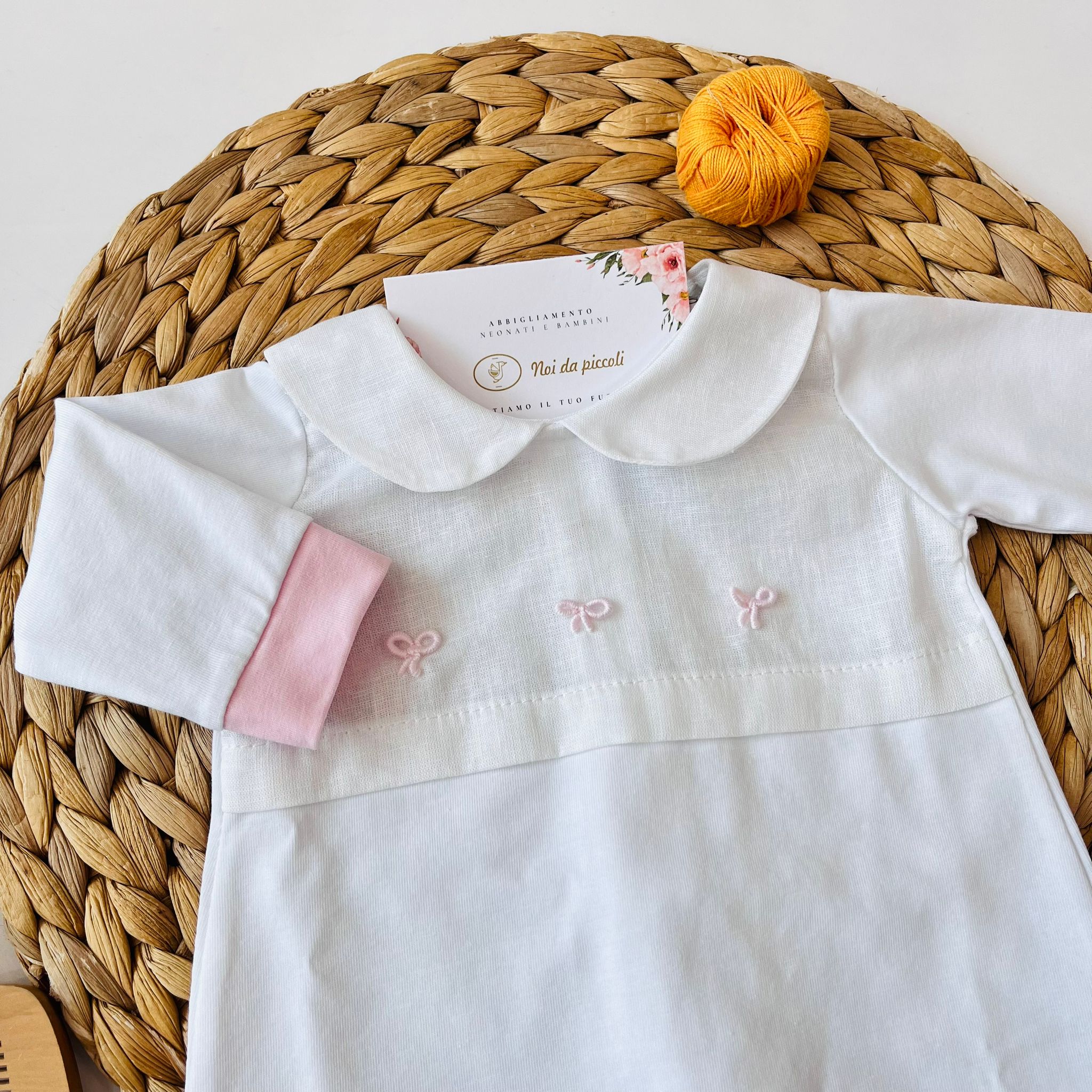 TUTINA 100 % COTONE BIANCO ROSA - Noi da piccoli