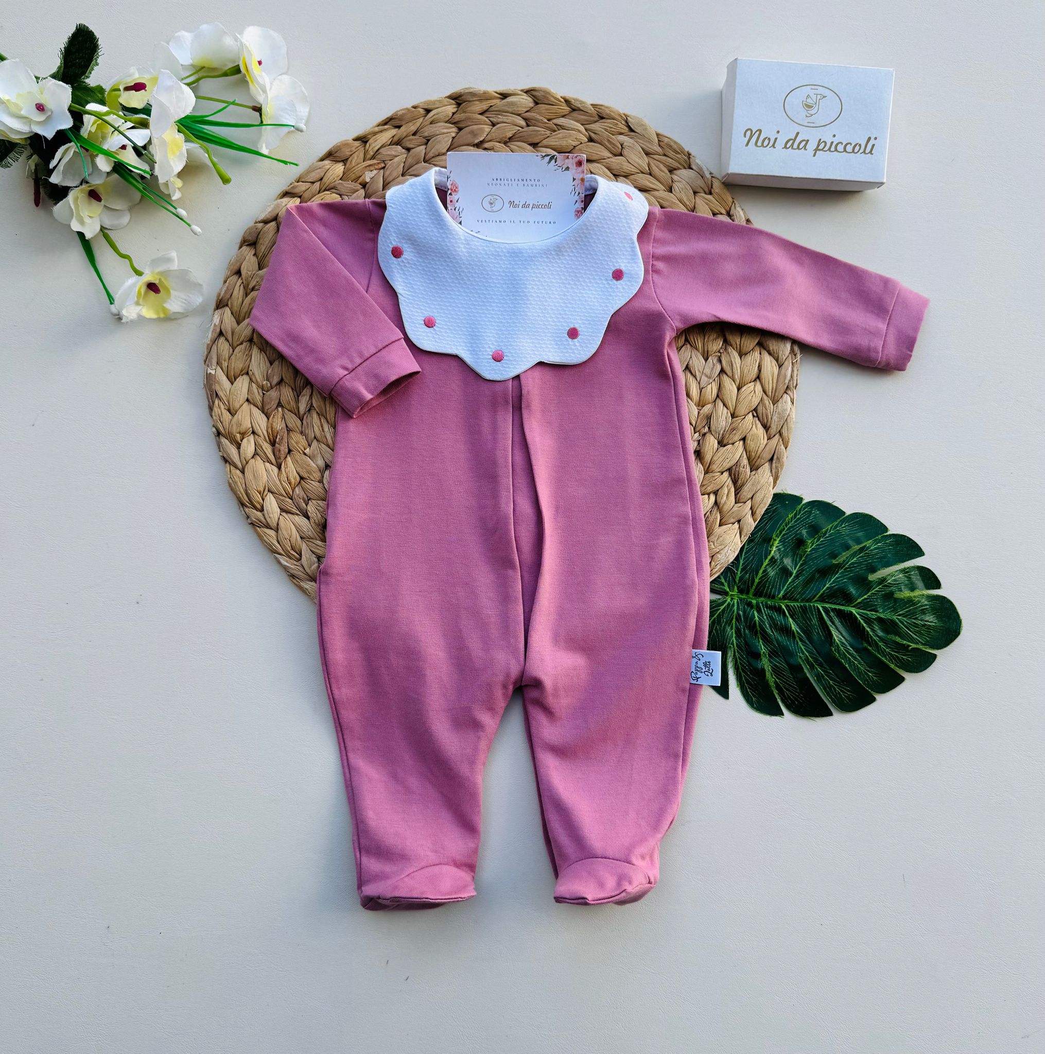 TUTINA 100 % COTONE CIPOLLA COLLETTO ONDULATO POIS - Noi da piccoli