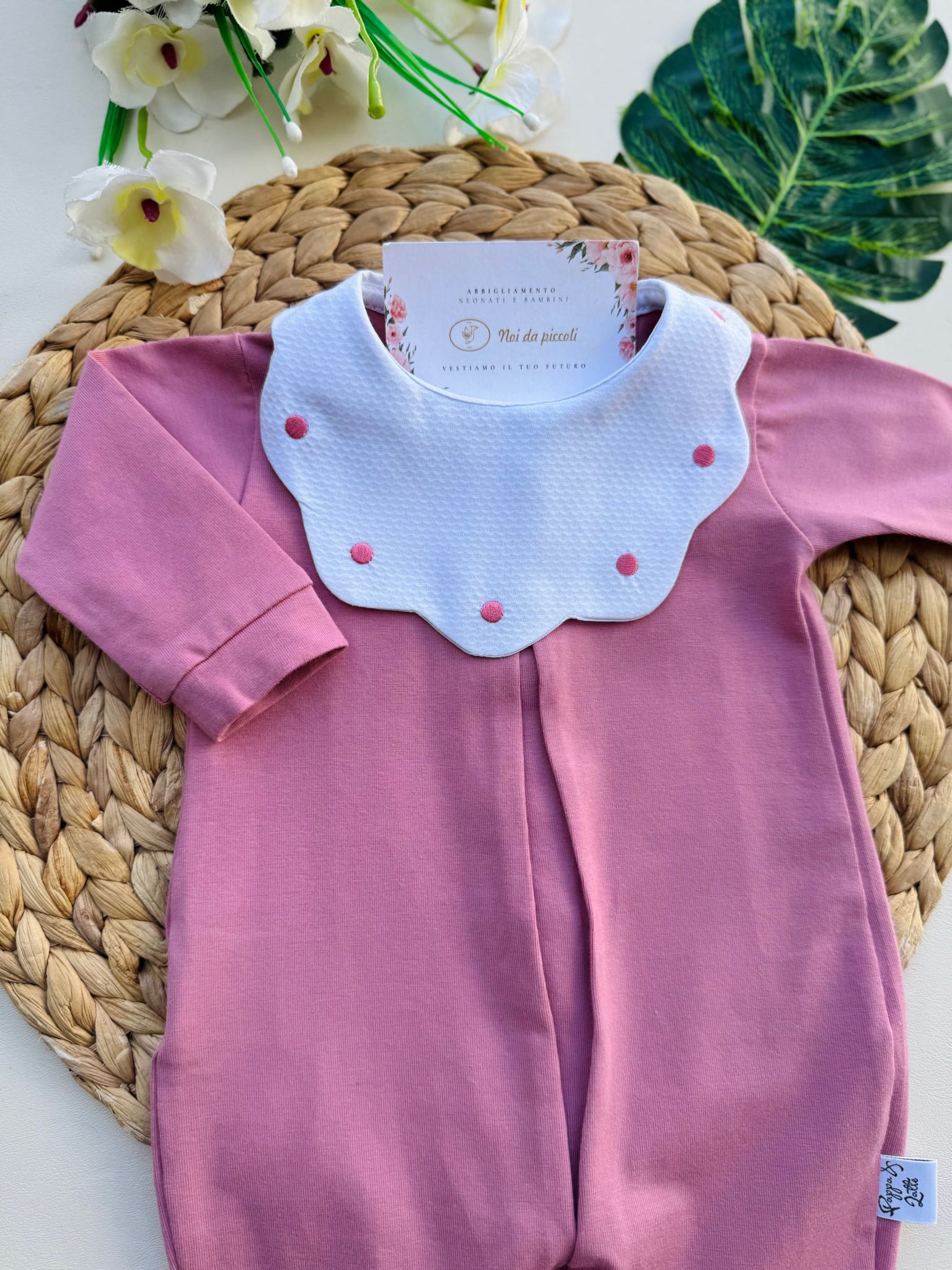 TUTINA 100 % COTONE CIPOLLA COLLETTO ONDULATO POIS - Noi da piccoli