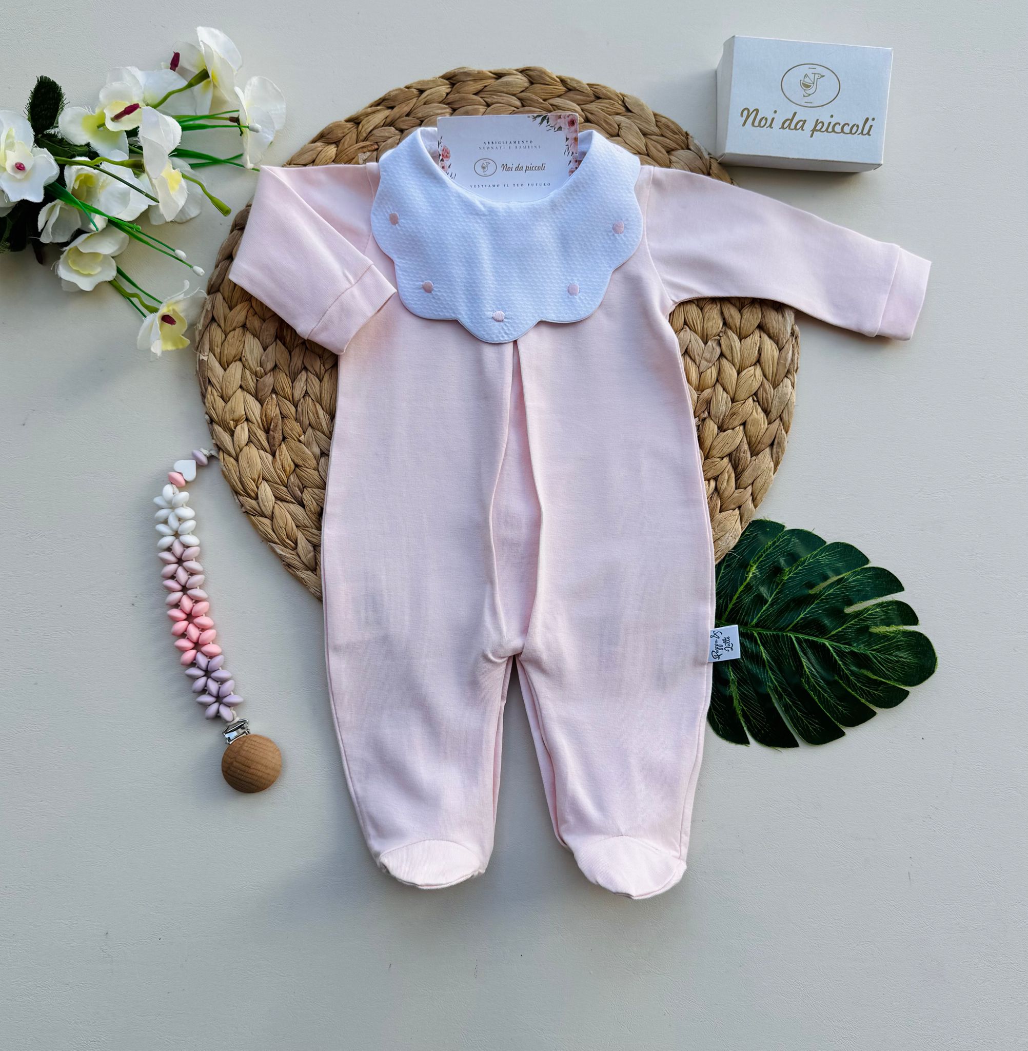 TUTINA 100 % COTONE ROSA COLLETTO ONDULATO POIS - Noi da piccoli