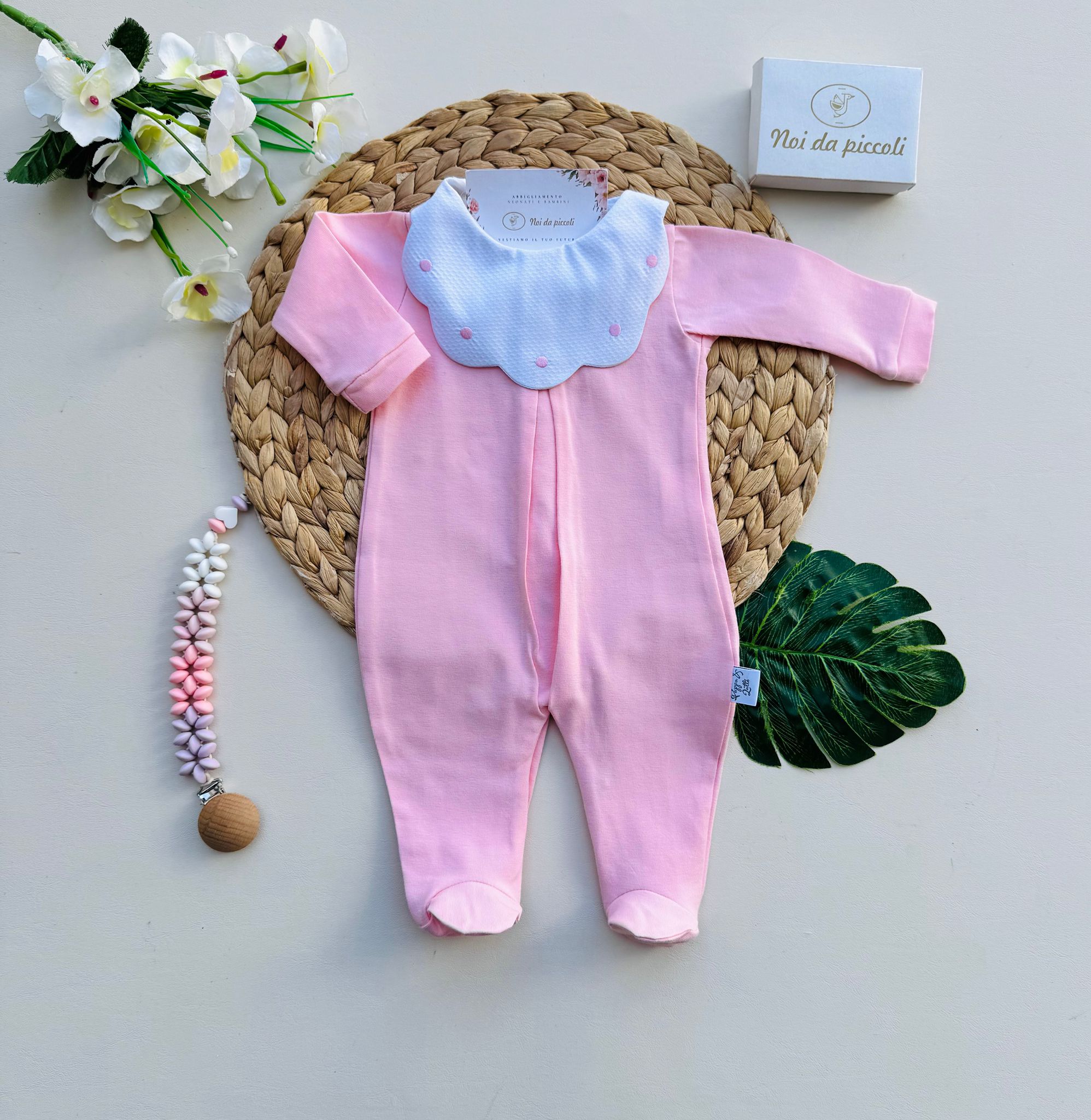 TUTINA 100 % COTONE ROSA COLLETTO ONDULATO POIS - Noi da piccoli