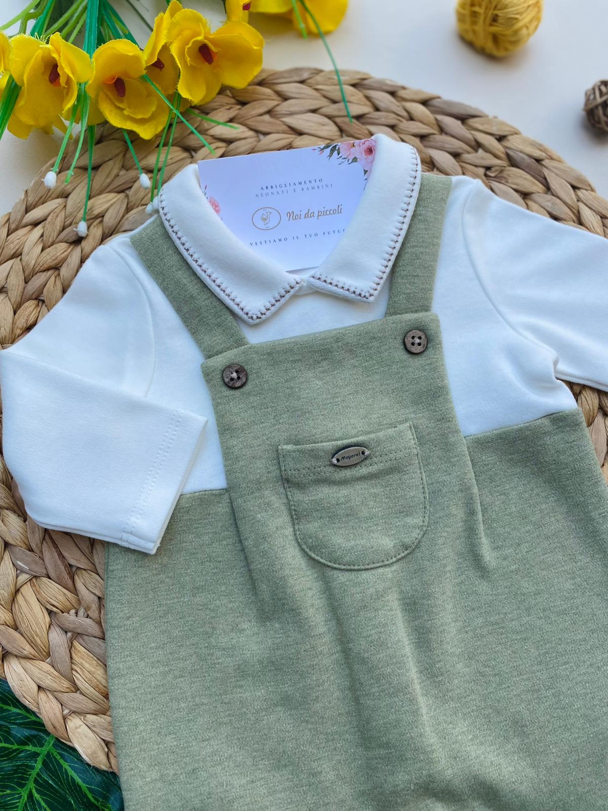 TUTINA A FINTA SALOPETTE FILATO CALDO VERDE BOTTIGLIA - Noi da piccoli