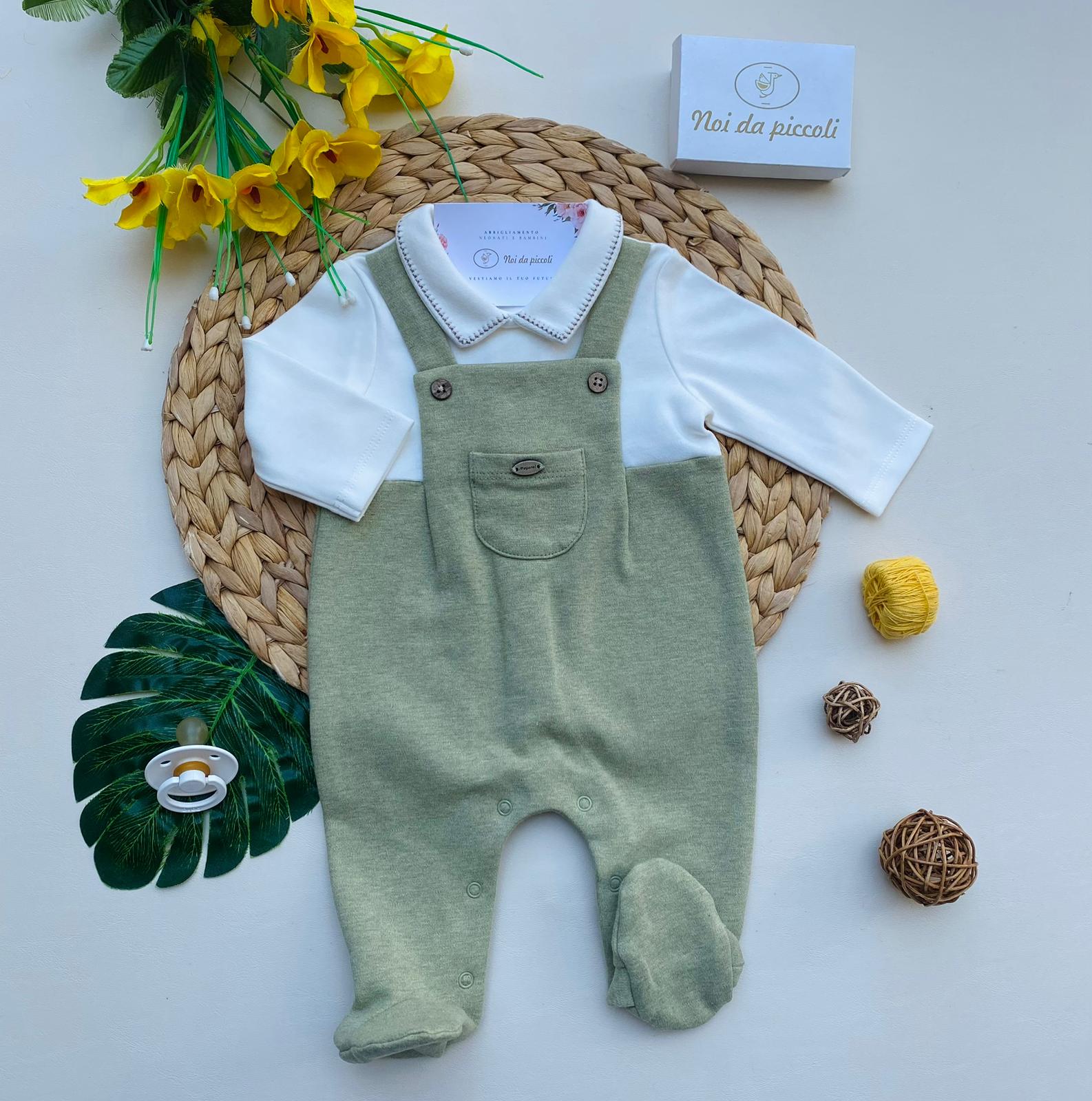 TUTINA A FINTA SALOPETTE FILATO CALDO VERDE BOTTIGLIA - Noi da piccoli
