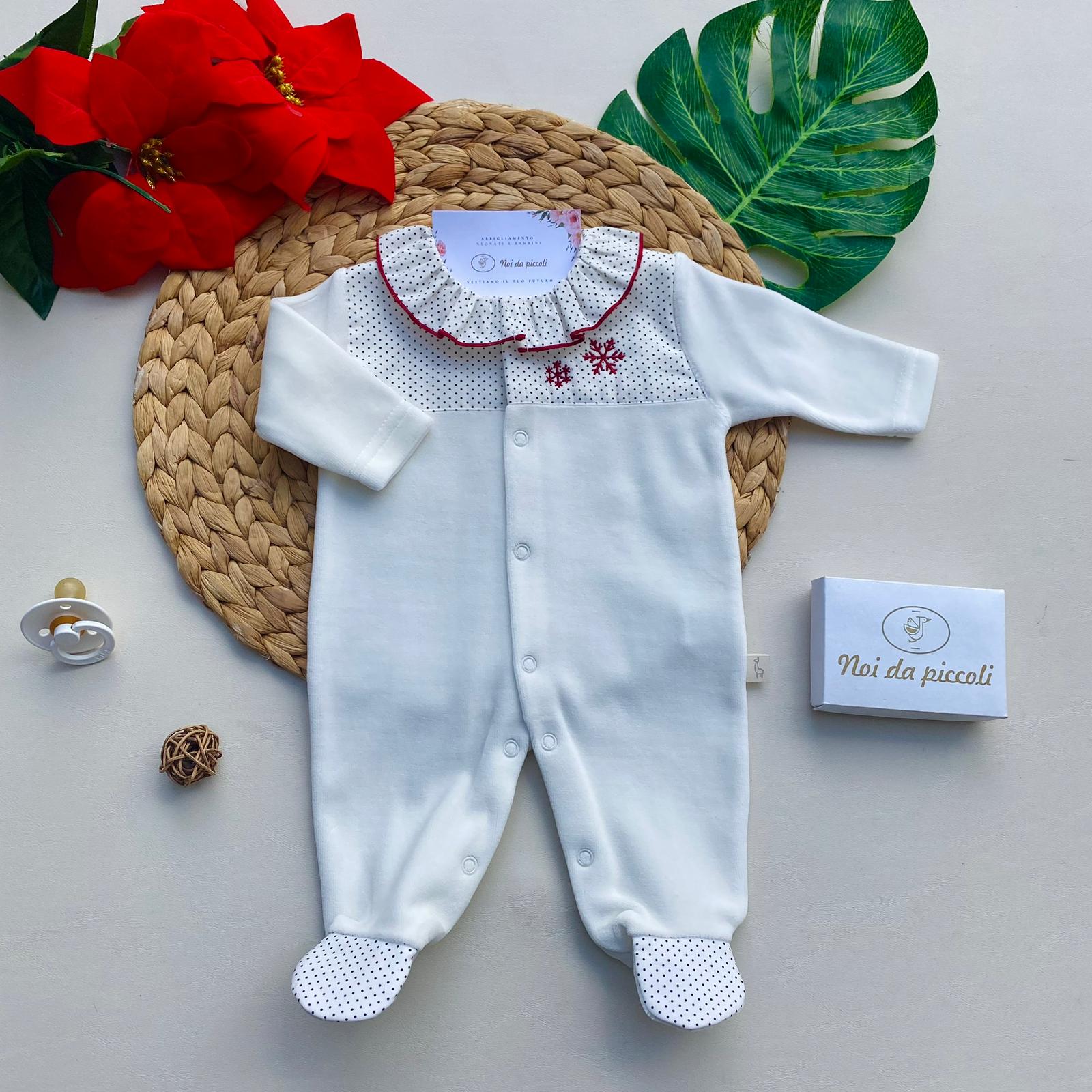 TUTINA A POIS E CON DISEGNINI CINIGLIA BIANCO - Noi da piccoli