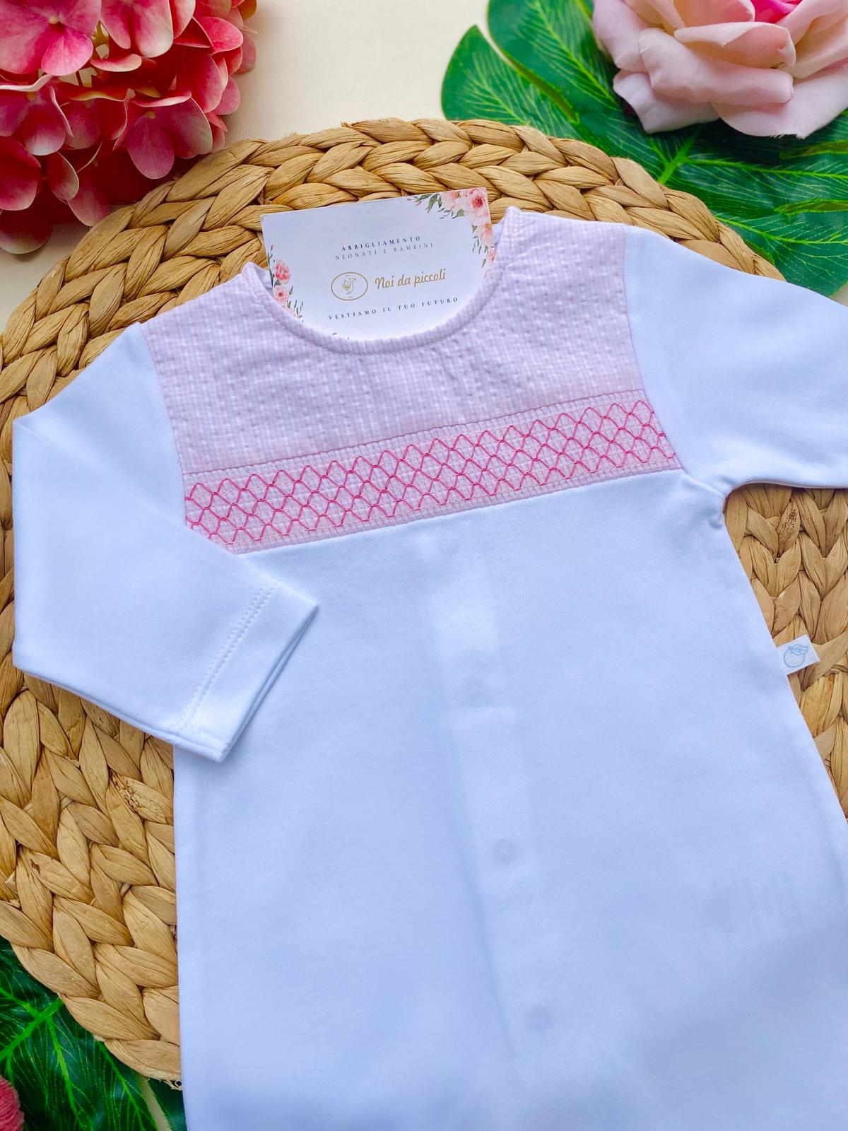 TUTINA ANTIPANICO BIANCO E ROSA CON RICAMINI - Noi da piccoli