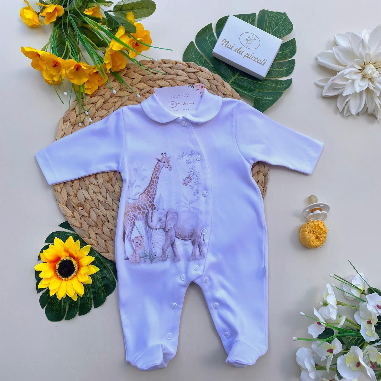 TUTINA ANTIPANICO CALDO COTONE BIANCO CON PERSONAGGI SAVANA - Noi da piccoli