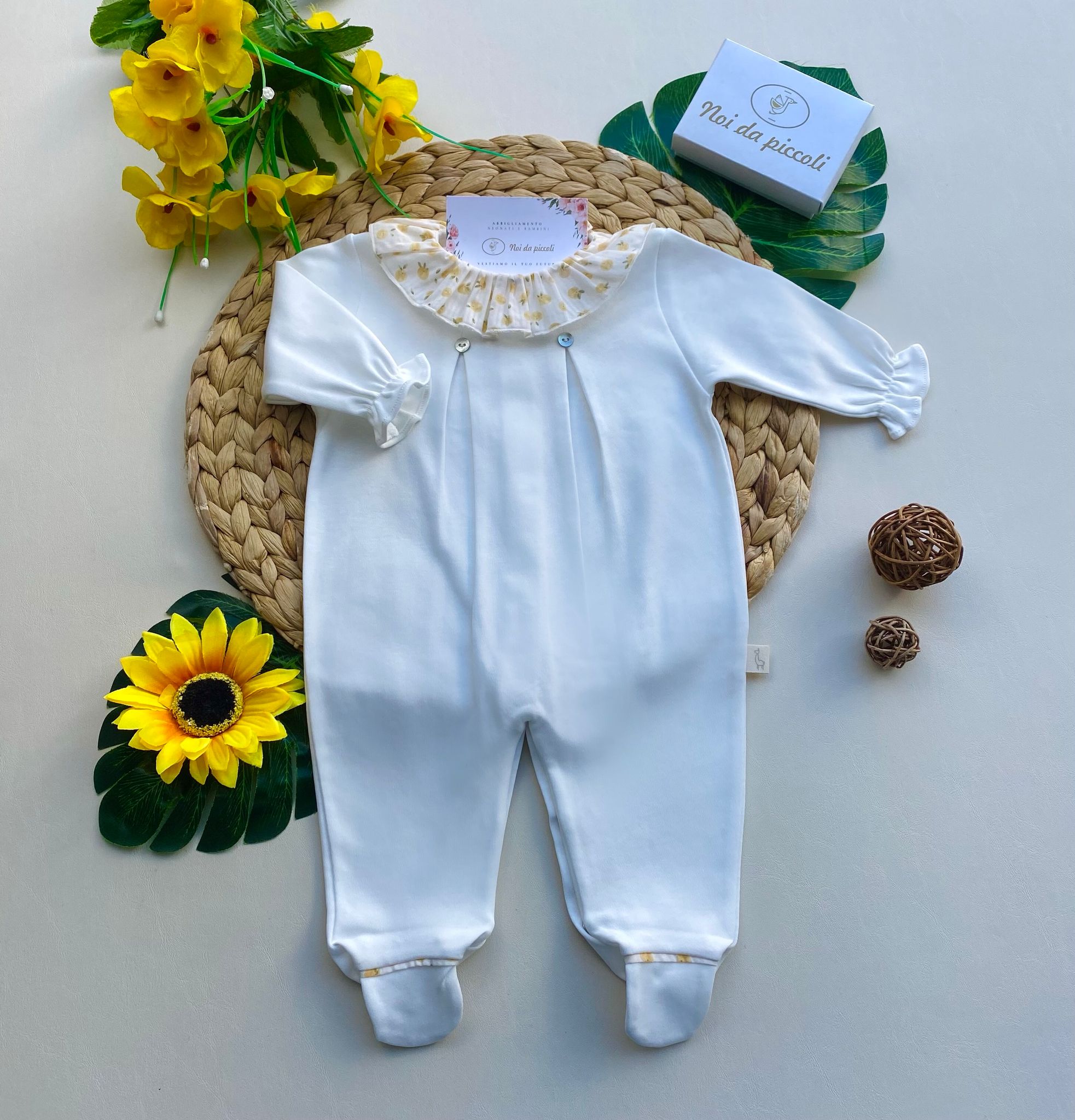 TUTINA BIANCA CON COLLETTO COLORATO CON LIMONI - Noi da piccoli