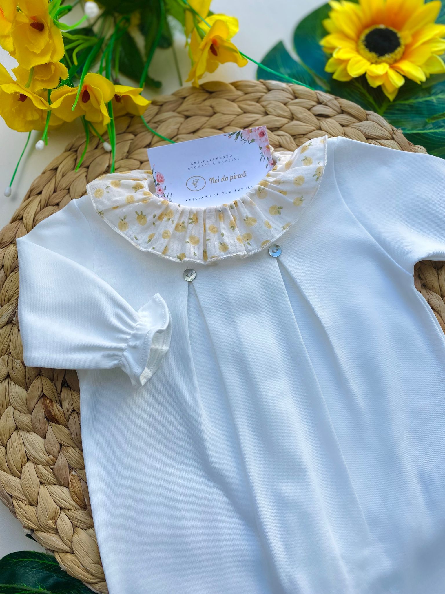 TUTINA BIANCA CON COLLETTO COLORATO CON LIMONI - Noi da piccoli