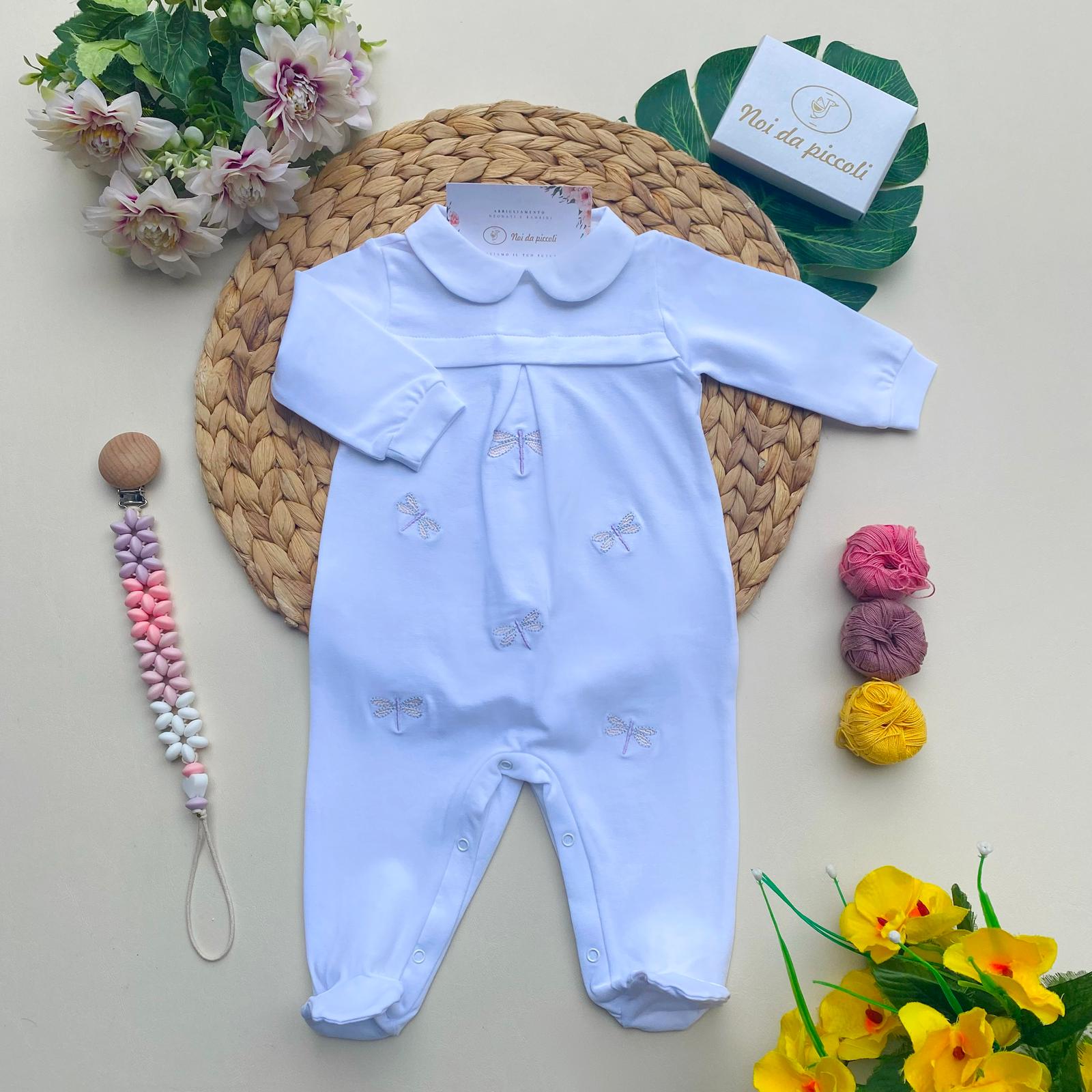 TUTINA BIANCA CON FARFALLINE LILLA - Noi da piccoli