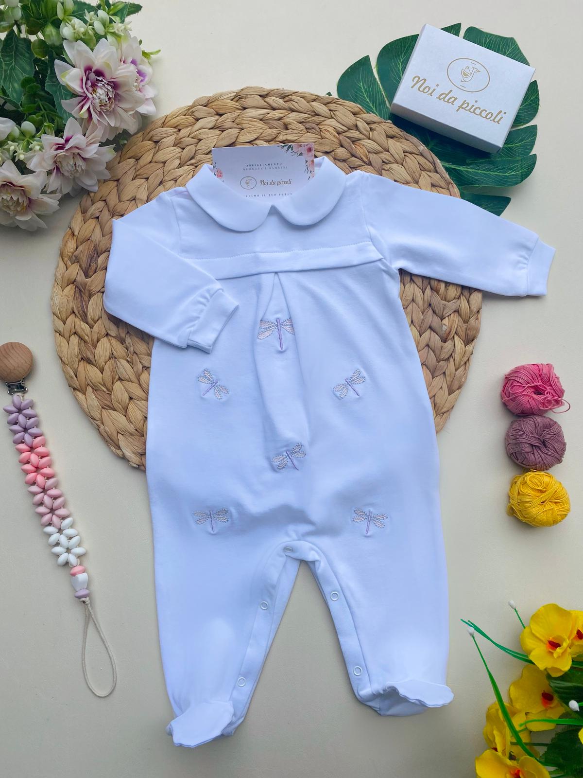 TUTINA BIANCA CON FARFALLINE LILLA - Noi da piccoli