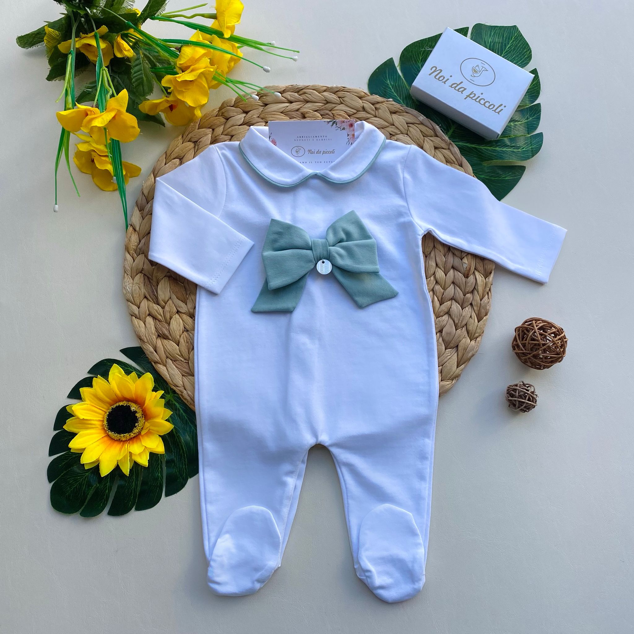 TUTINA BIANCA CON FIOCCHETTINO VERDE - Noi da piccoli