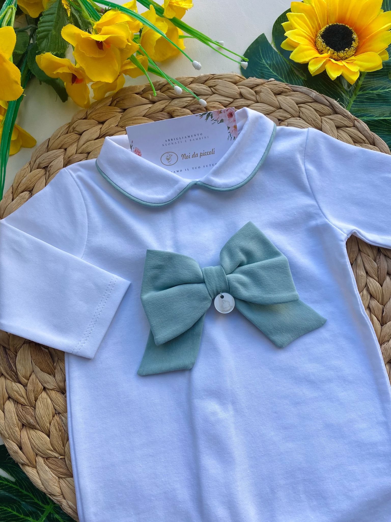 TUTINA BIANCA CON FIOCCHETTINO VERDE - Noi da piccoli