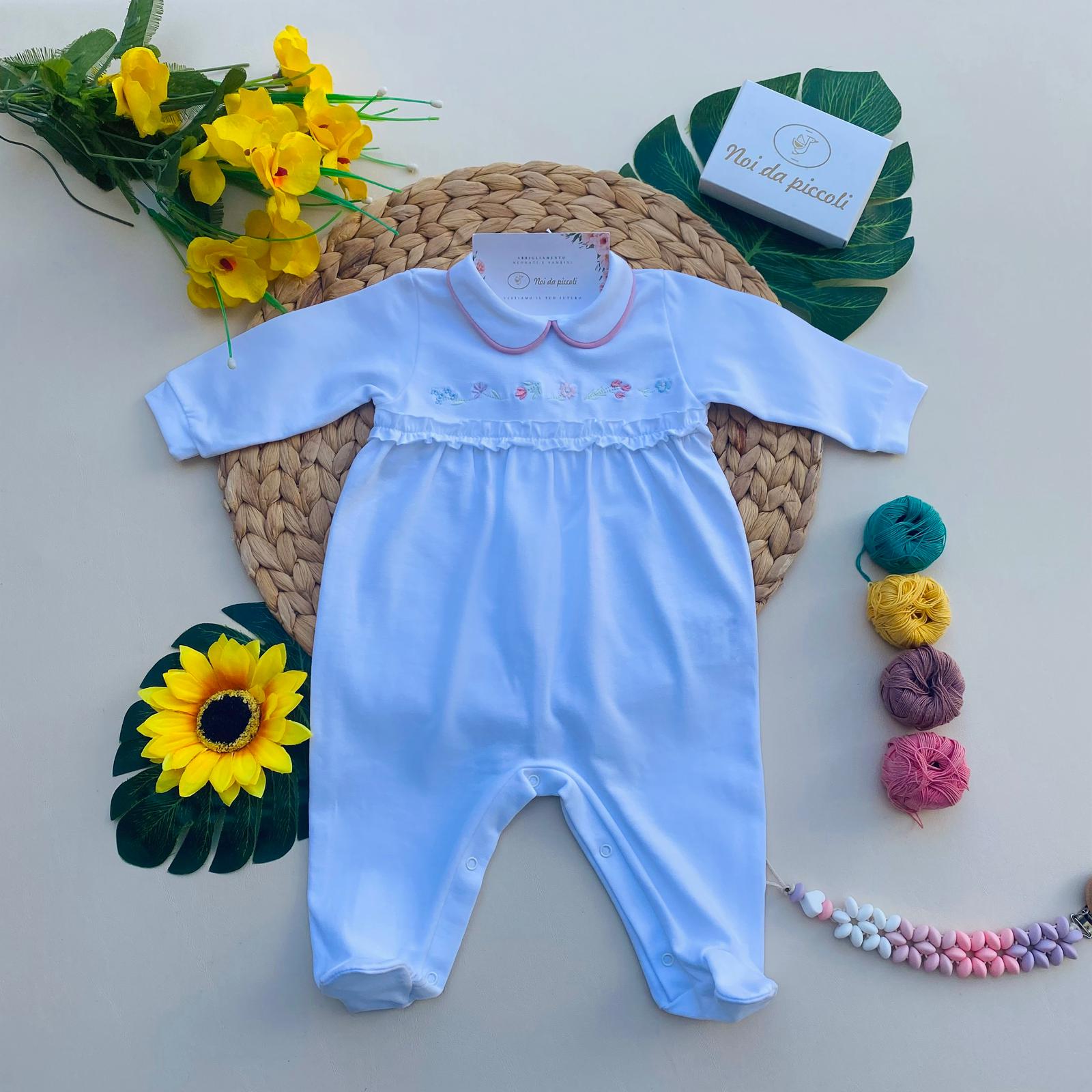 TUTINA BIANCA CON FIORELLINI COLORATI - Noi da piccoli