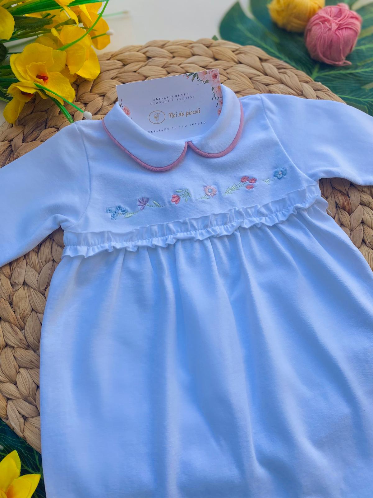 TUTINA BIANCA CON FIORELLINI COLORATI - Noi da piccoli