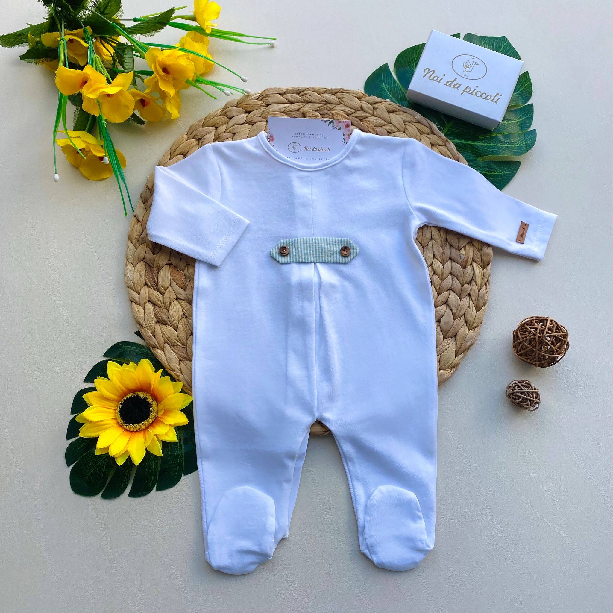 TUTINA BIANCA CON RIGHE VERDI - Noi da piccoli