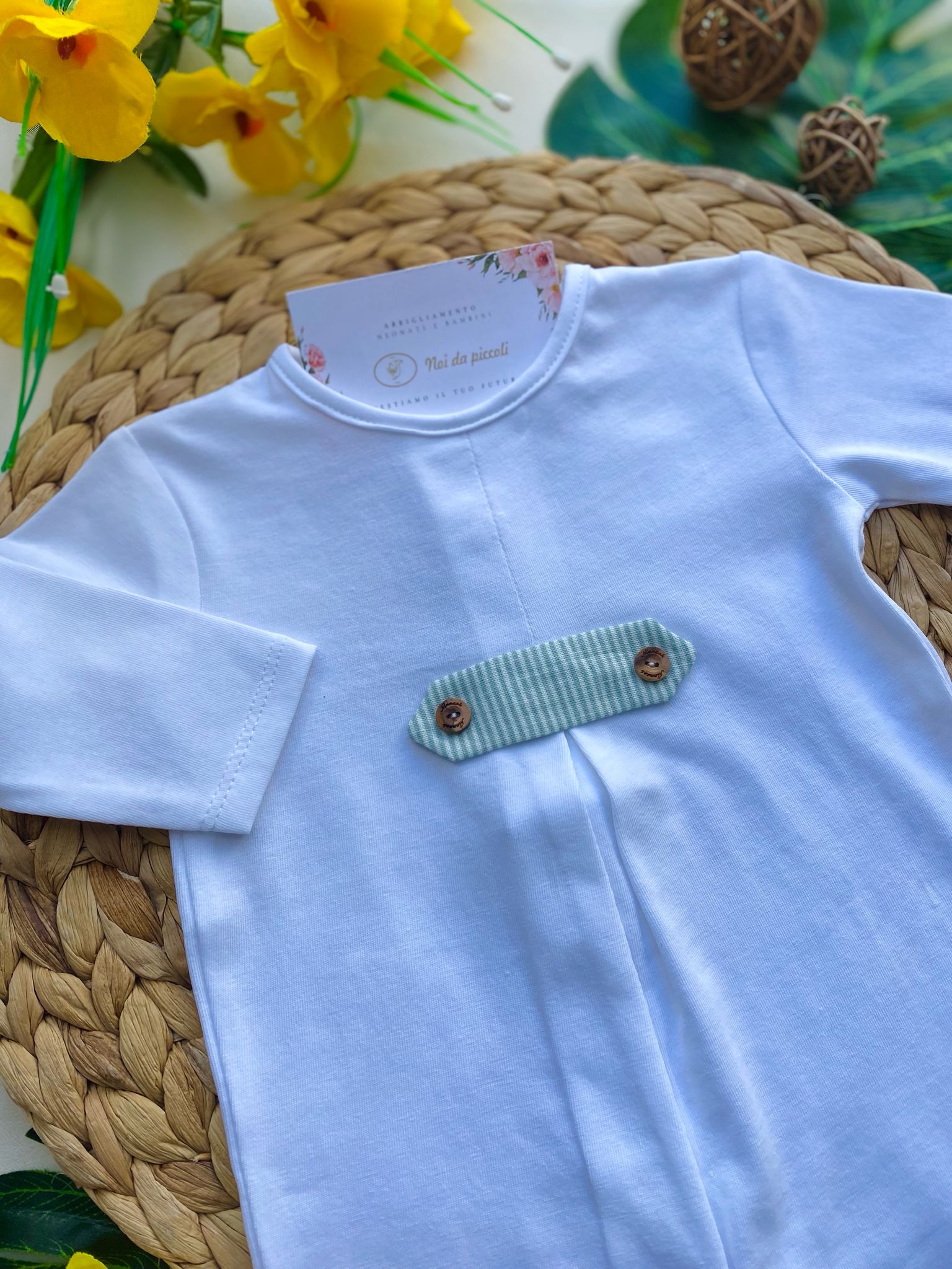 TUTINA BIANCA CON RIGHE VERDI - Noi da piccoli