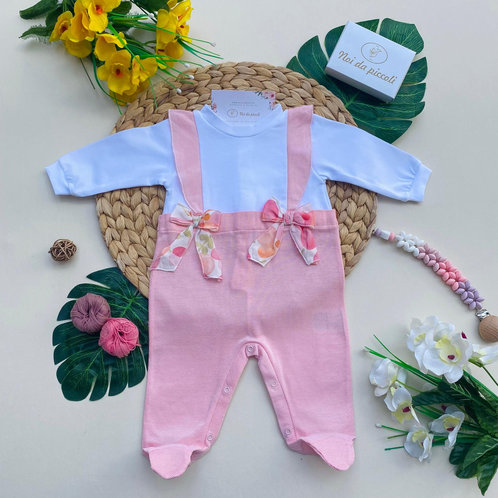 TUTINA BIANCA E ROSA CON FIOCCHETTINI COLORATI - Noi da piccoli