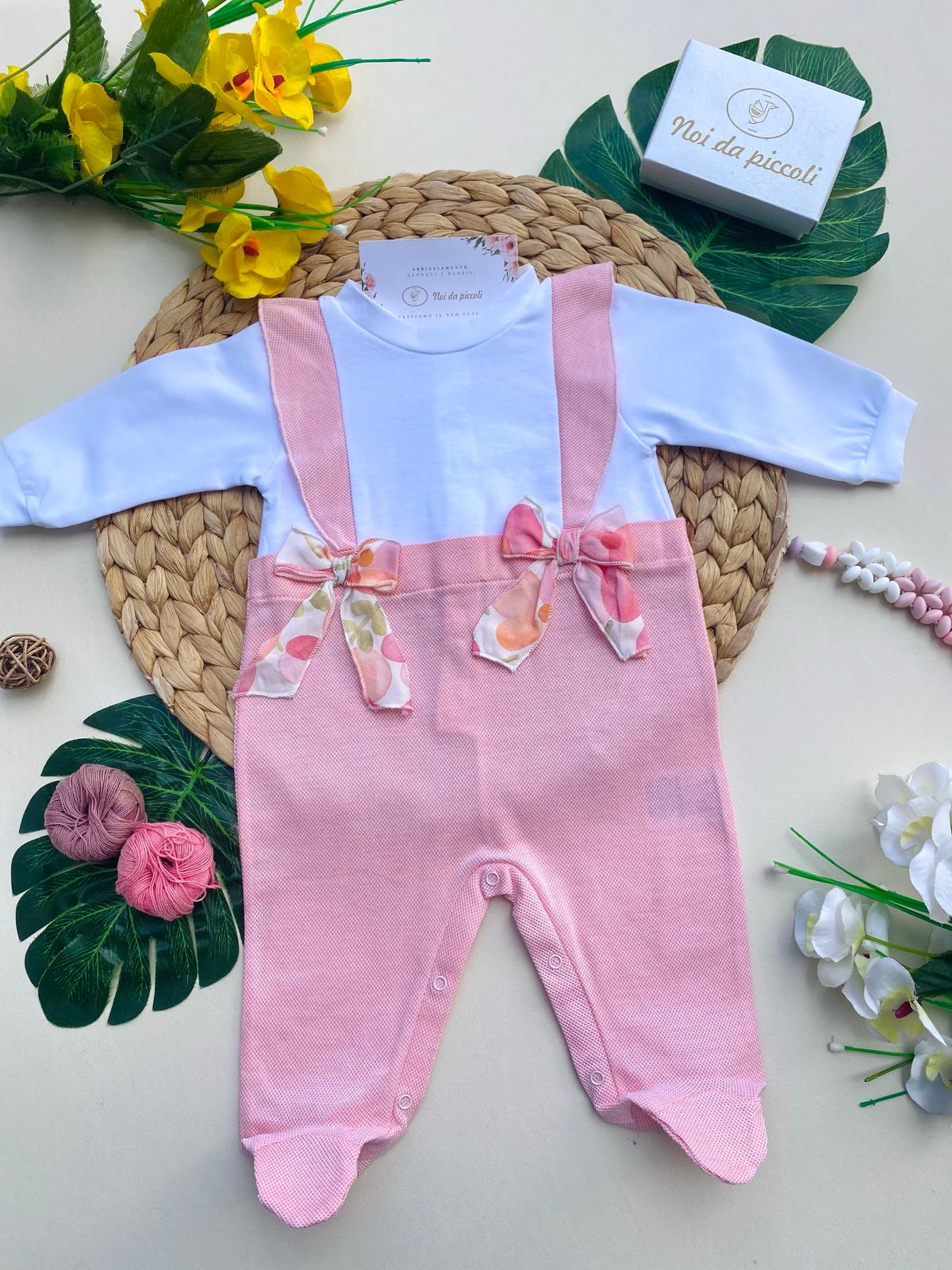 TUTINA BIANCA E ROSA CON FIOCCHETTINI COLORATI - Noi da piccoli