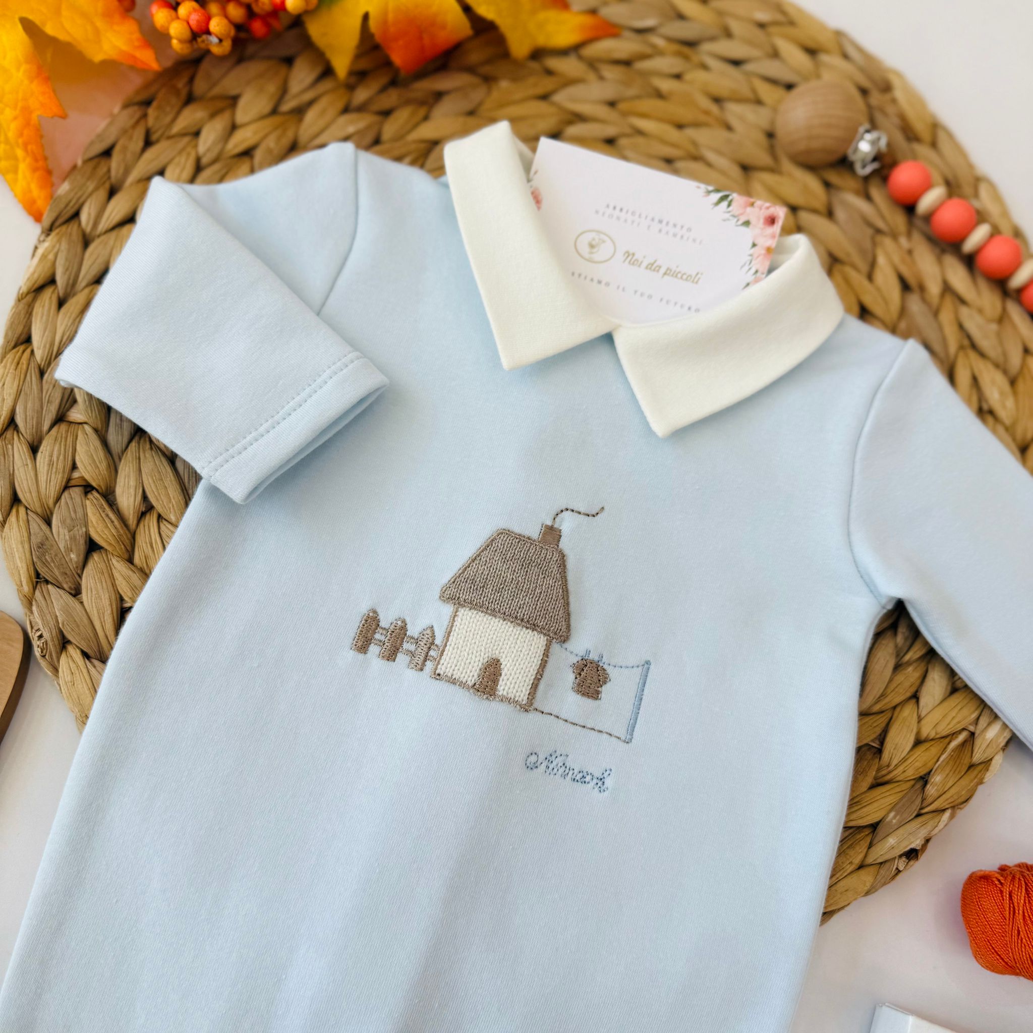 TUTINA CASETTA IN CAMPAGNA COTONE CALDO CIELO - Noi da piccoli