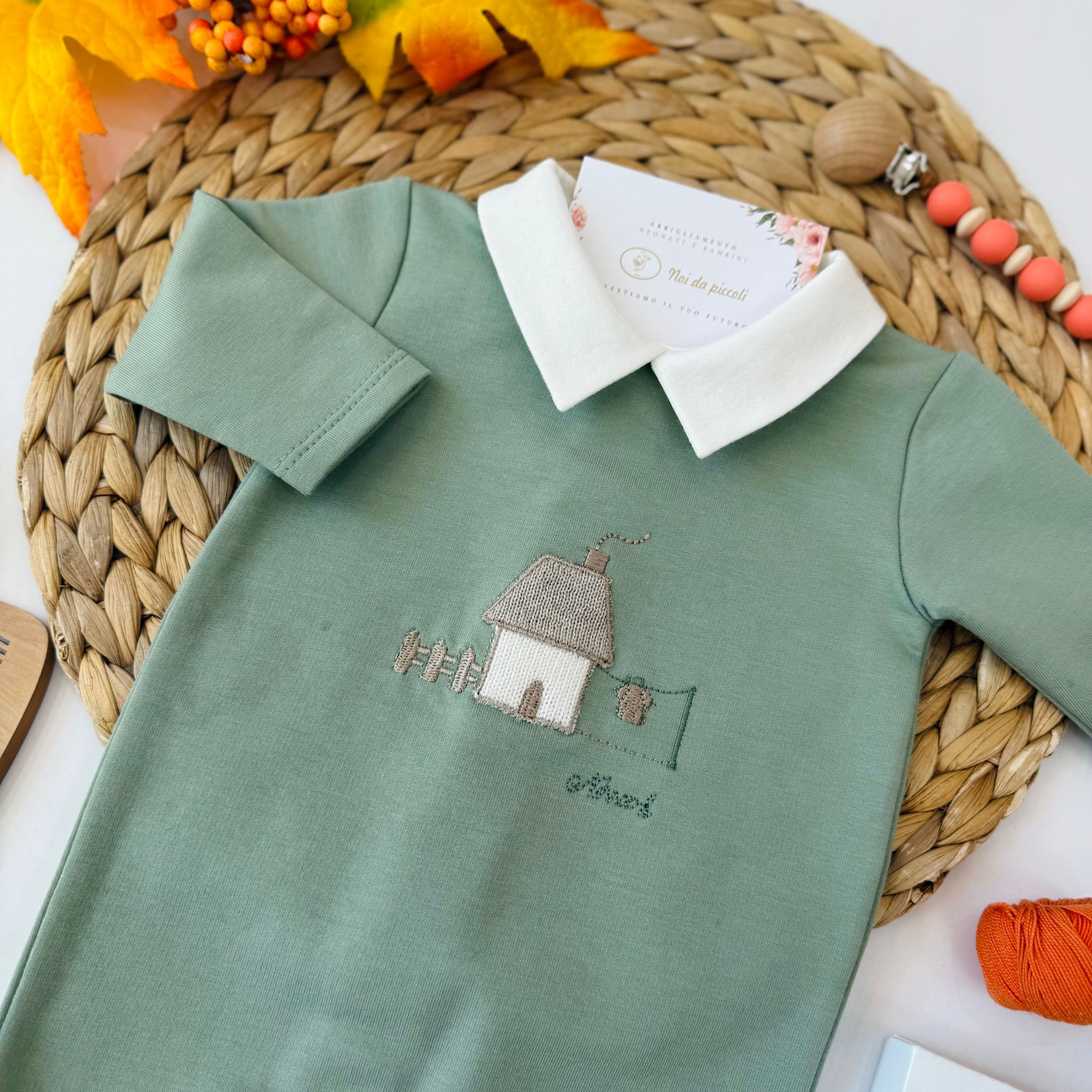 TUTINA CASETTA IN CAMPAGNA COTONE CALDO VERDE - Noi da piccoli