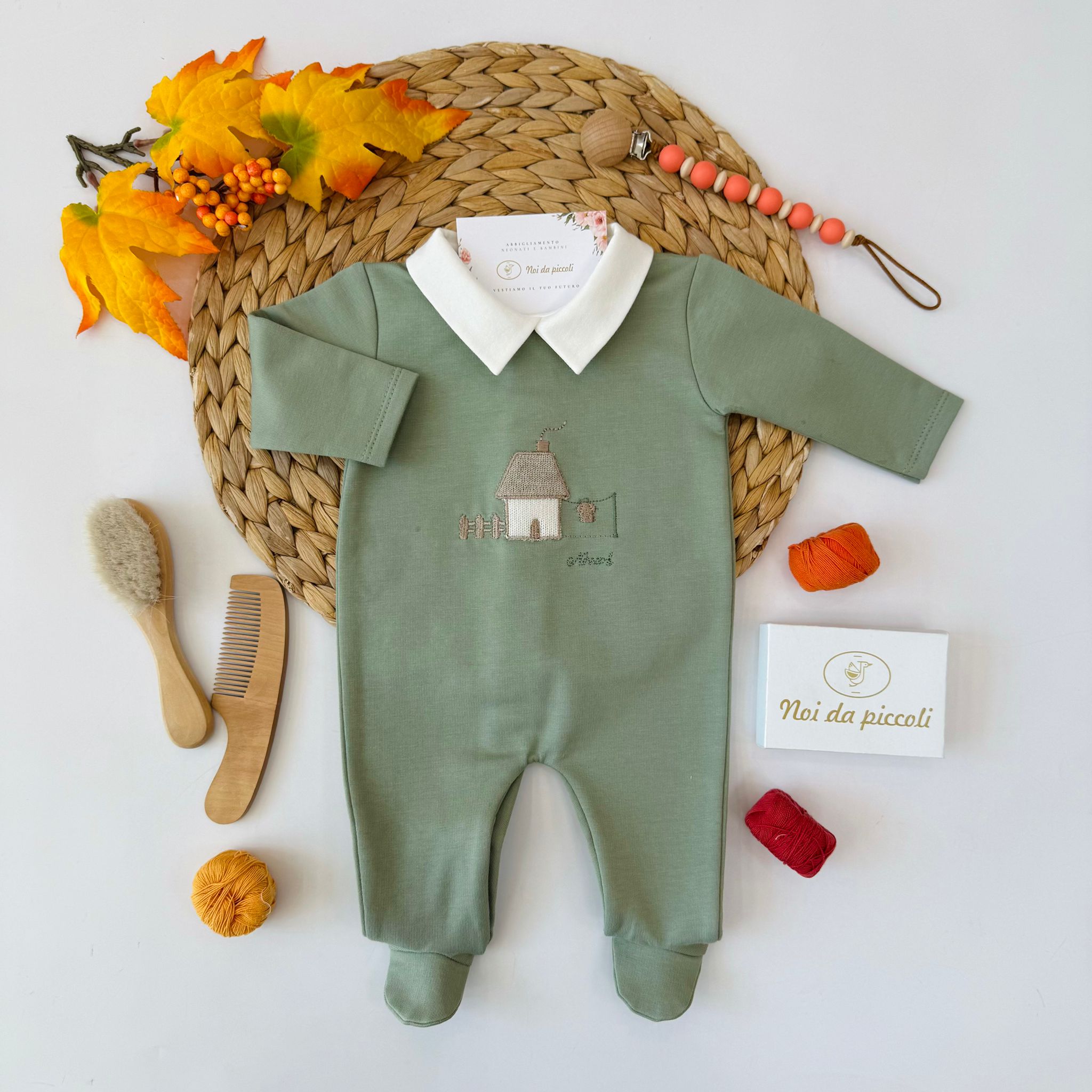 TUTINA CASETTA IN CAMPAGNA COTONE CALDO VERDE - Noi da piccoli