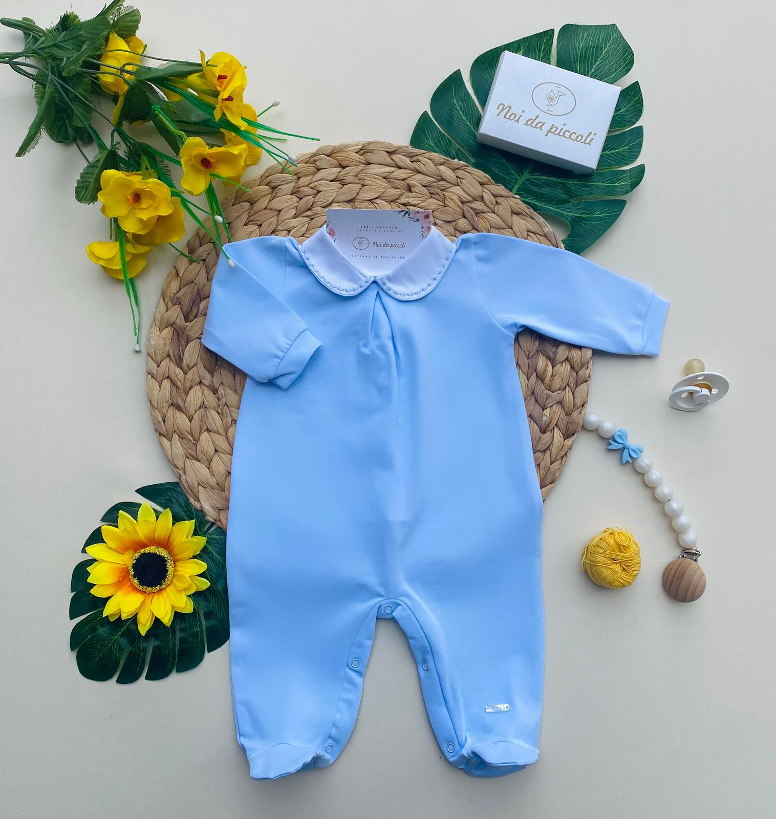 TUTINA CIELO CON COLLETTO BIANCO - Noi da piccoli