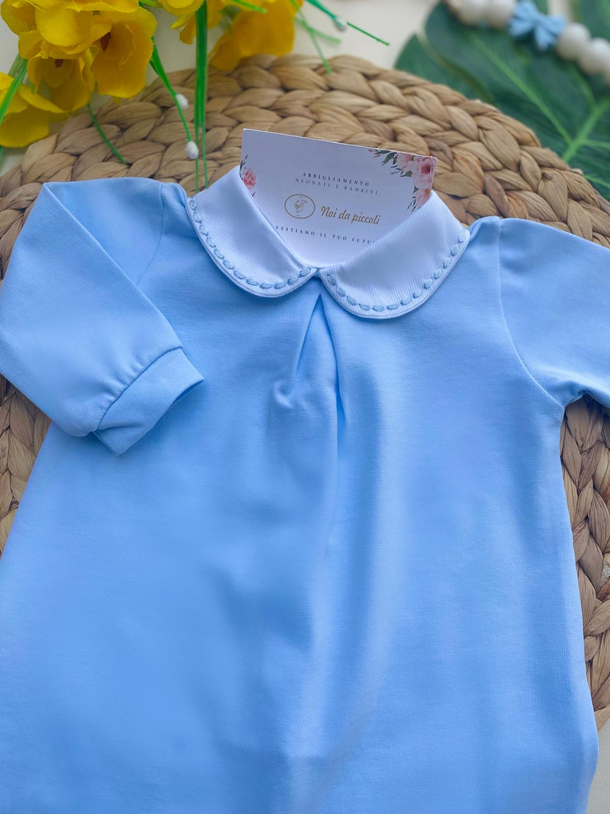 TUTINA CIELO CON COLLETTO BIANCO - Noi da piccoli