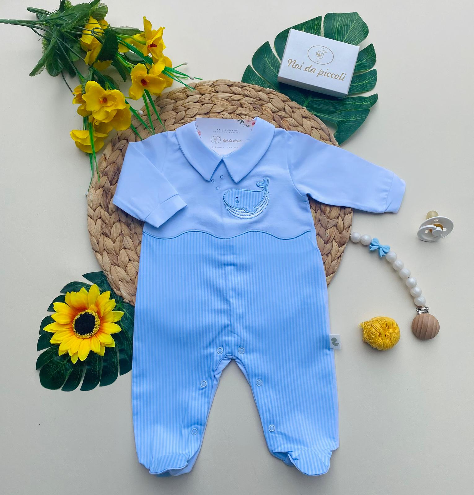 TUTINA CIELO RIGATA CON DELFINO CENTRALE - Noi da piccoli