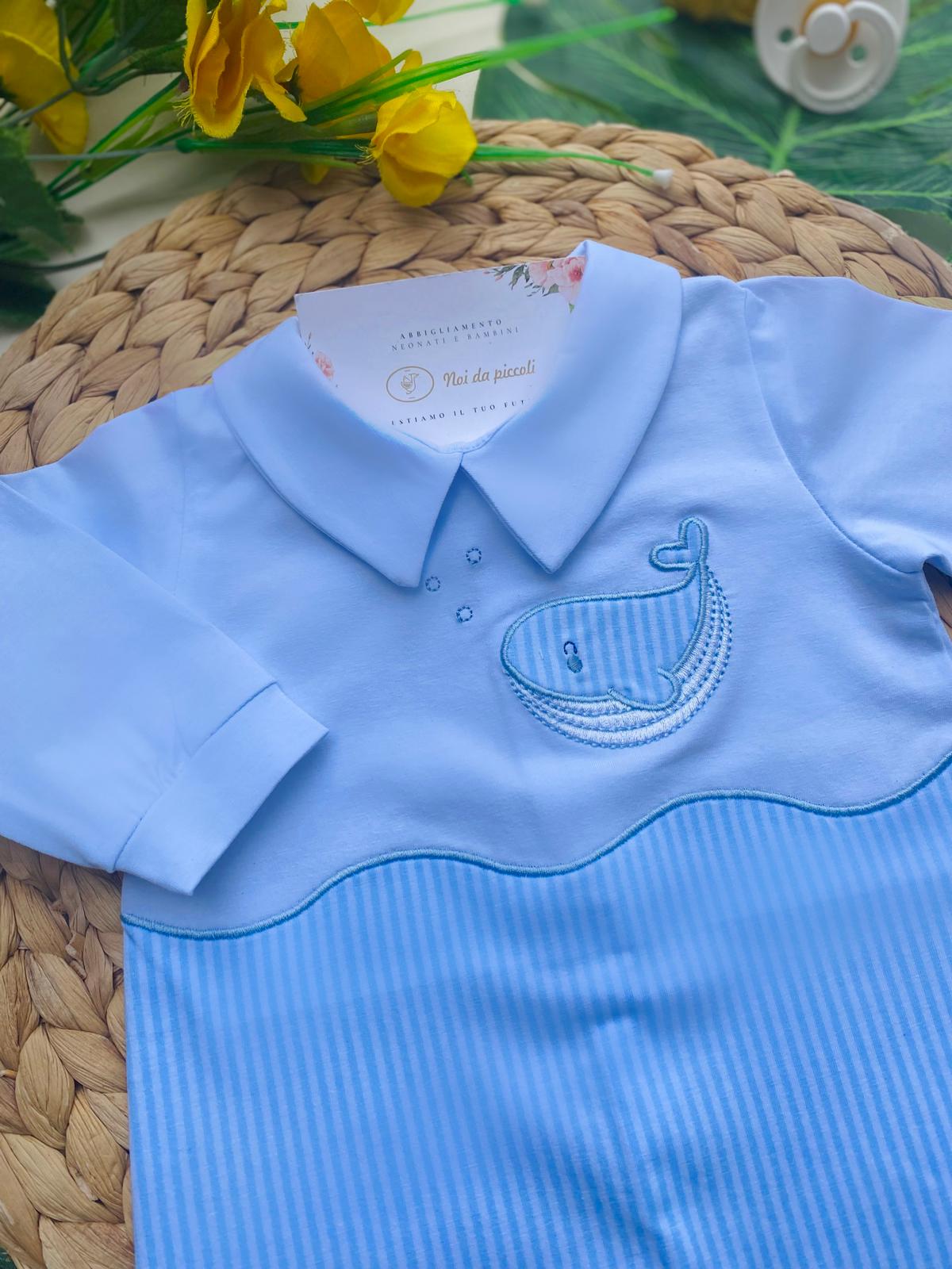 TUTINA CIELO RIGATA CON DELFINO CENTRALE - Noi da piccoli