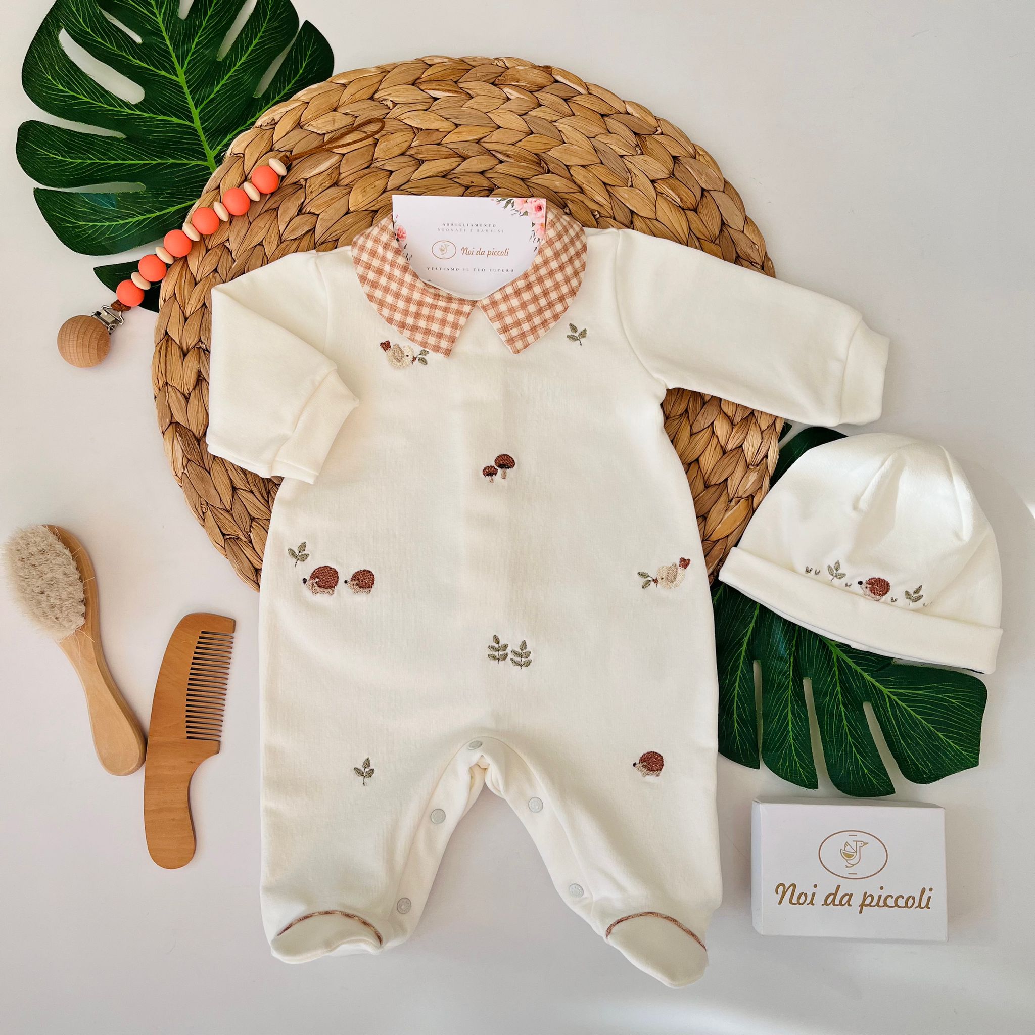 TUTINA CON ANIMALI DI BOSCO COTONE CALDO PANNA - Noi da piccoli