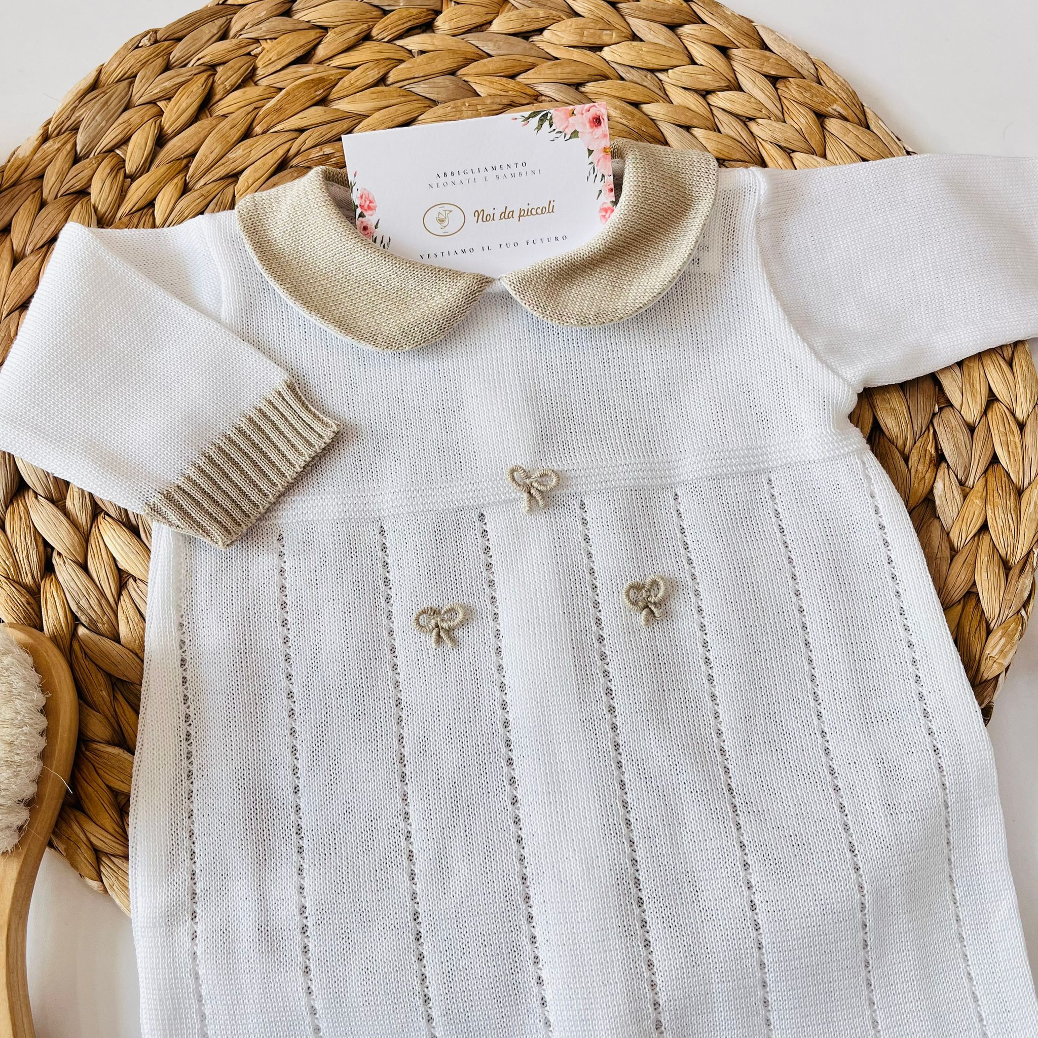 TUTINA CON BABBUCCE 100 % COTONE BIANCO TORTORA - Noi da piccoli