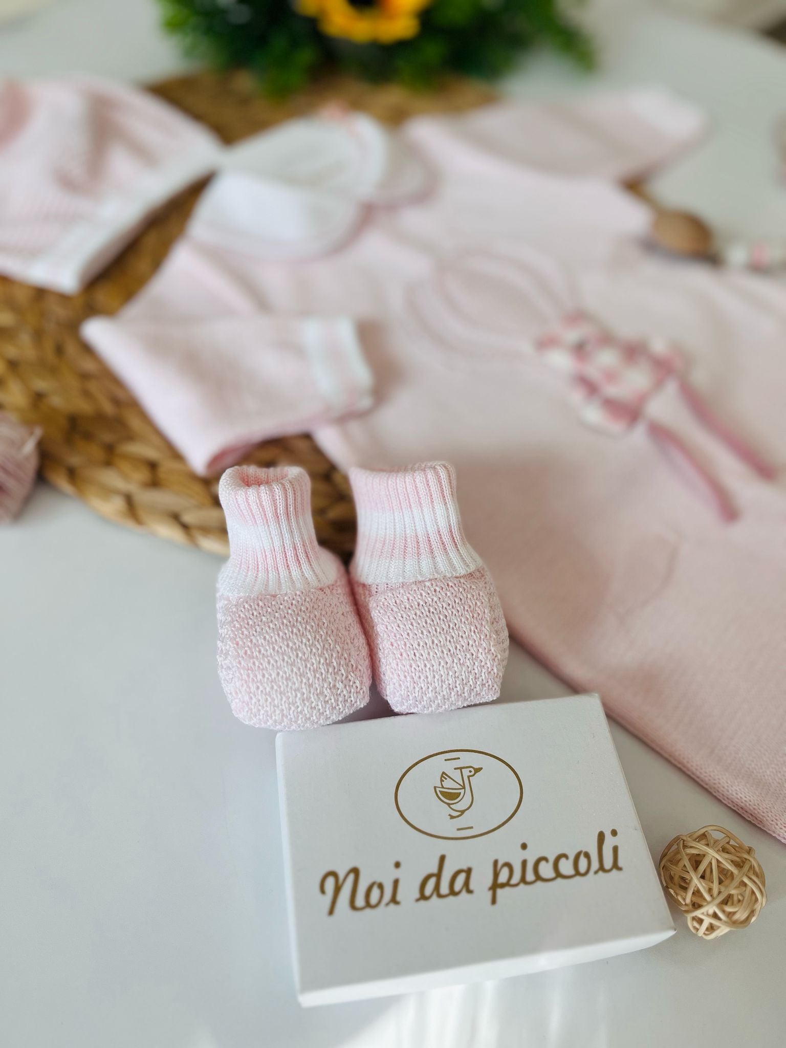 TUTINA CON BABBUCCE 100 % COTONE Rosa - Noi da piccoli