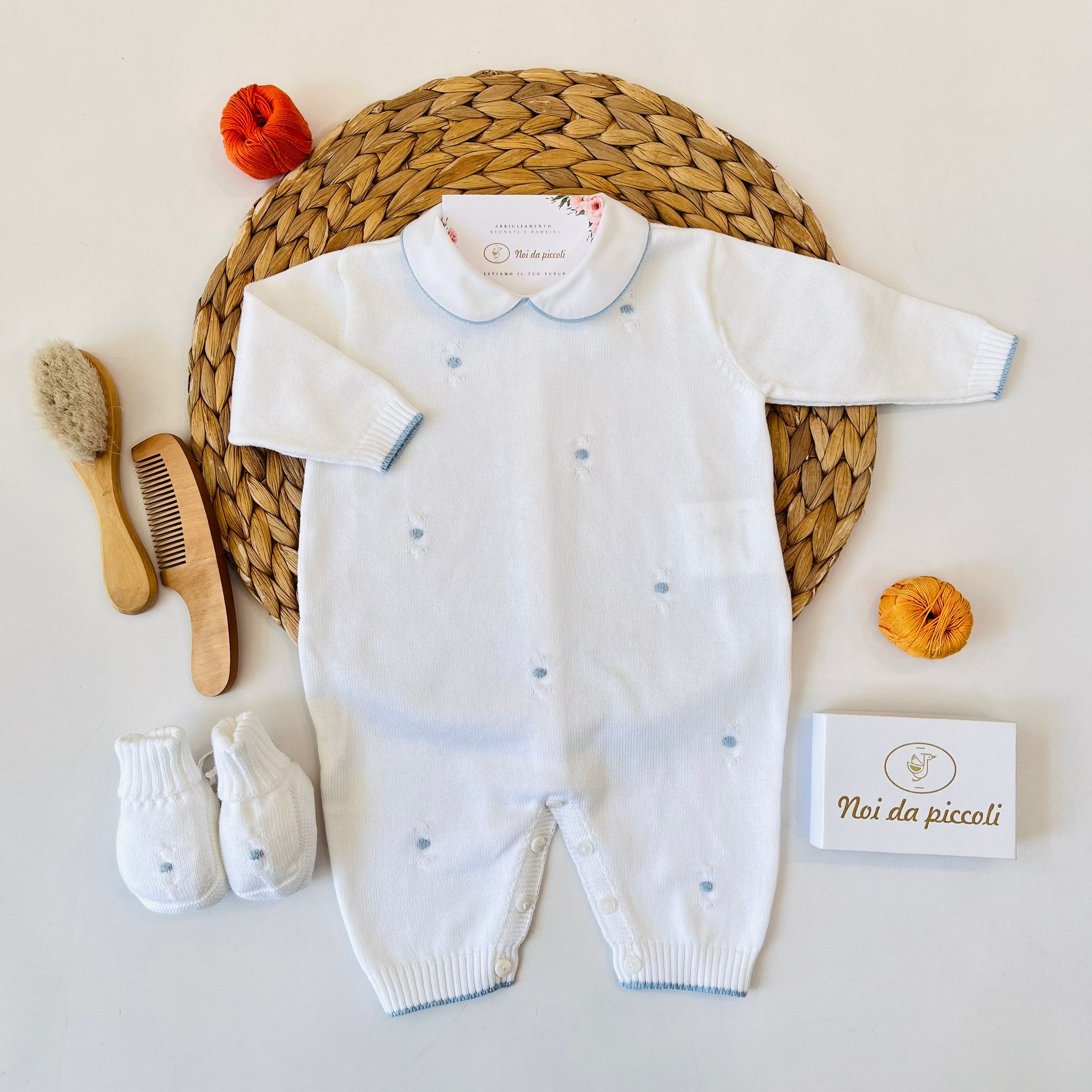 TUTINA CON BABBUCCE 100% FILO DI COTONE BIANCO - Noi da piccoli