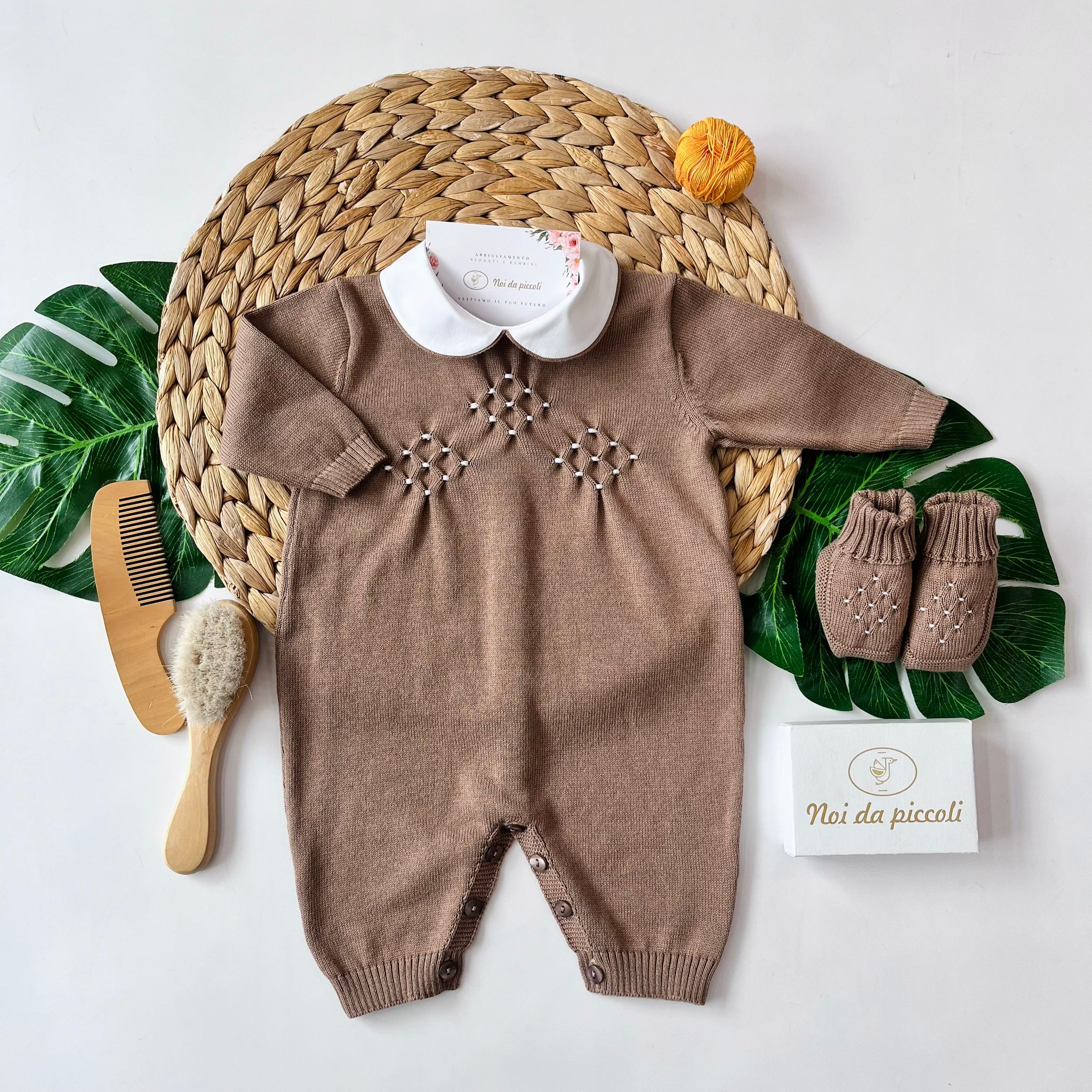 TUTINA CON BABBUCCE 100% FILO DI COTONE CAFFE' - Noi da piccoli