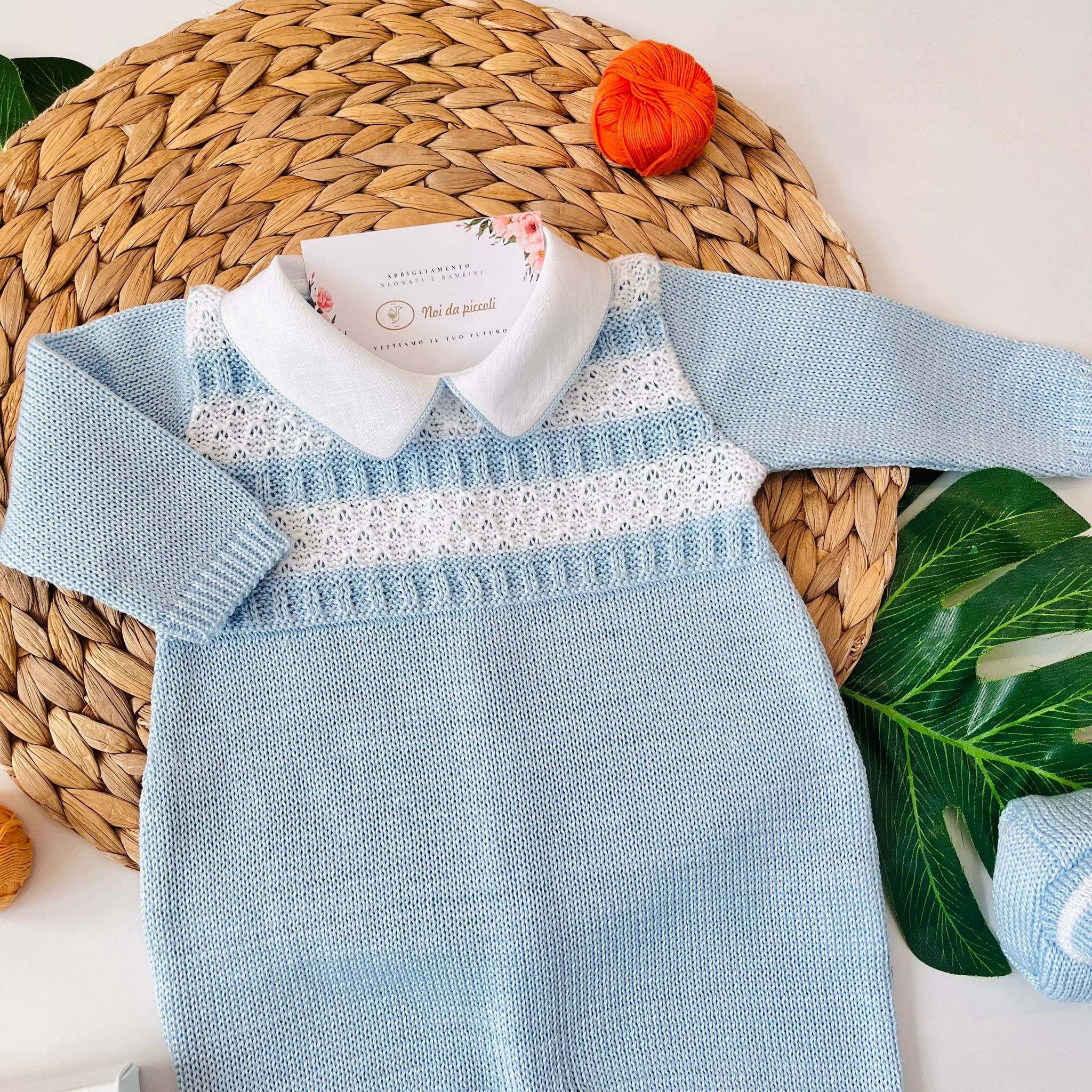 TUTINA CON BABBUCCE 100% FILO DI COTONE CIELO - Noi da piccoli