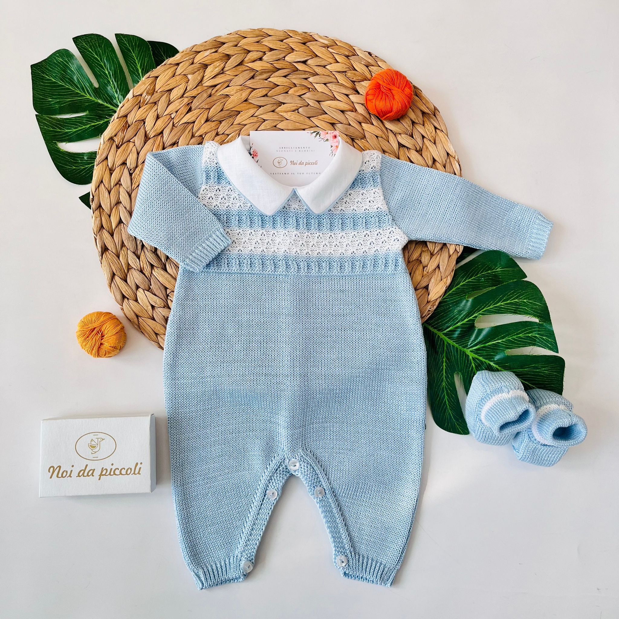 TUTINA CON BABBUCCE 100% FILO DI COTONE CIELO - Noi da piccoli