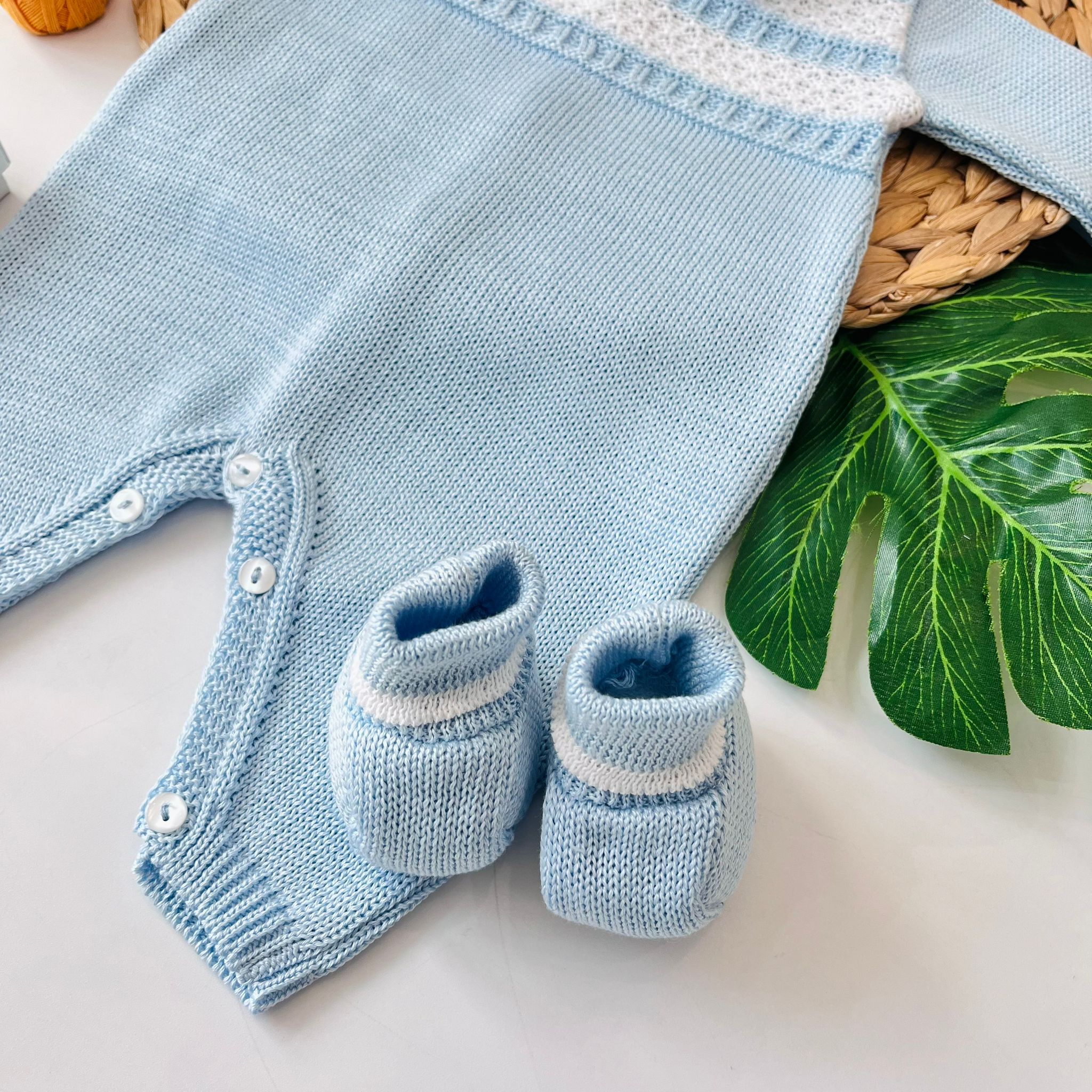 TUTINA CON BABBUCCE 100% FILO DI COTONE CIELO - Noi da piccoli