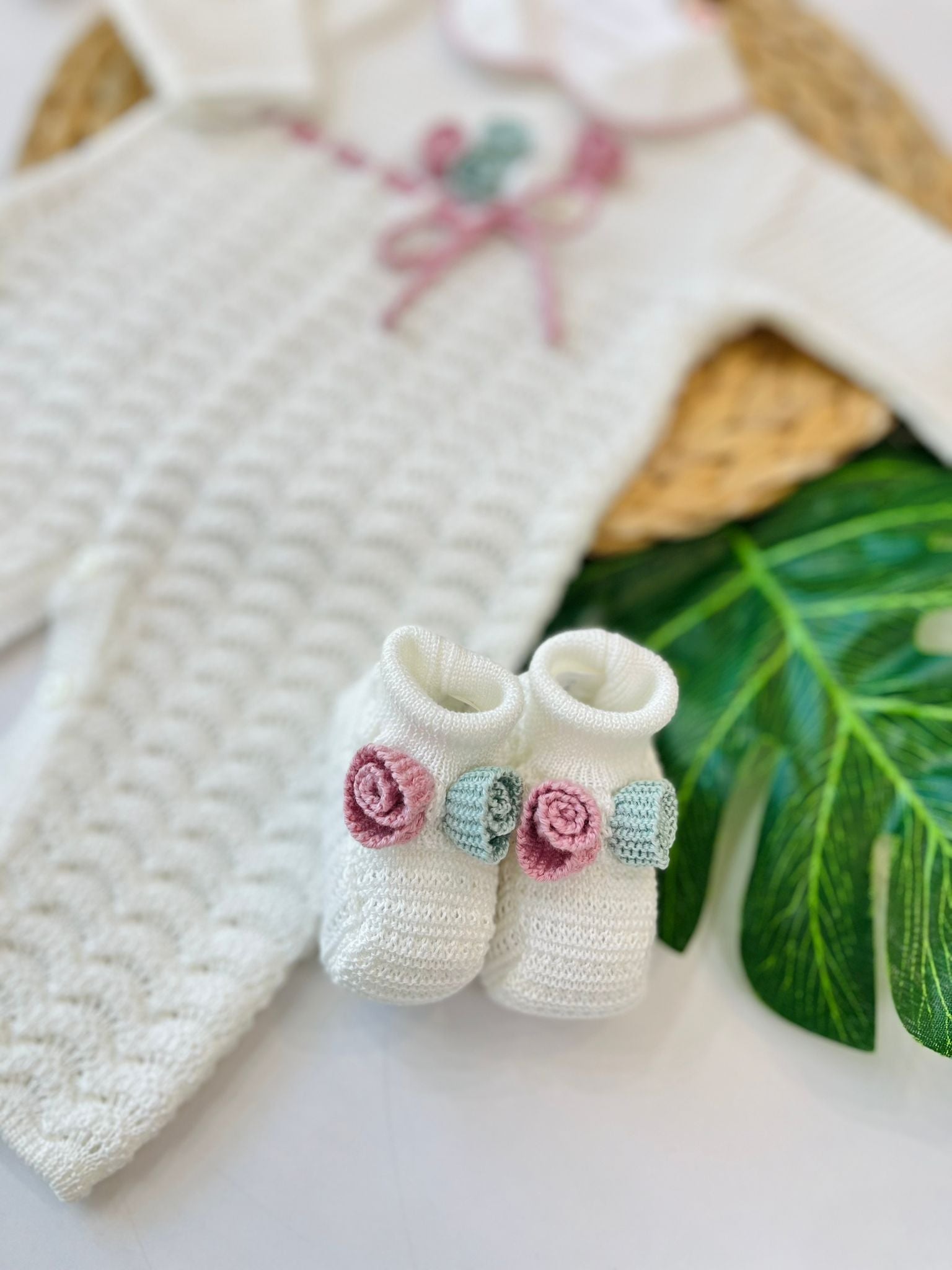 TUTINA CON BABBUCCE 100% FILO DI COTONE VANIGLIA MULTICOLOR - Noi da piccoli