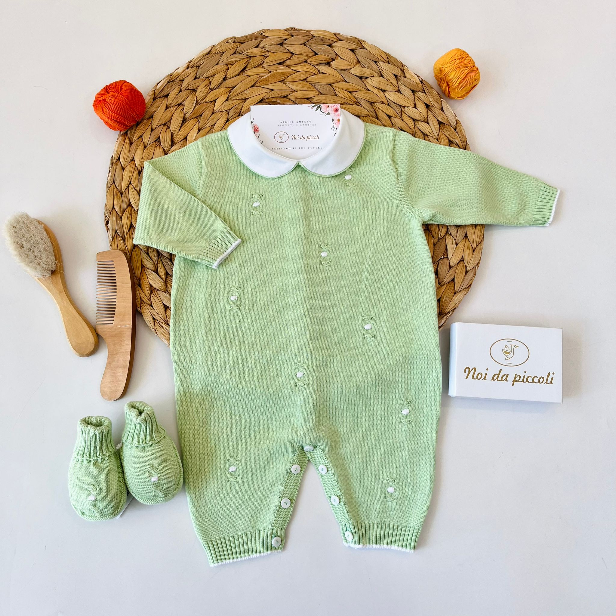 TUTINA CON BABBUCCE 100% FILO DI COTONE VERDE - Noi da piccoli
